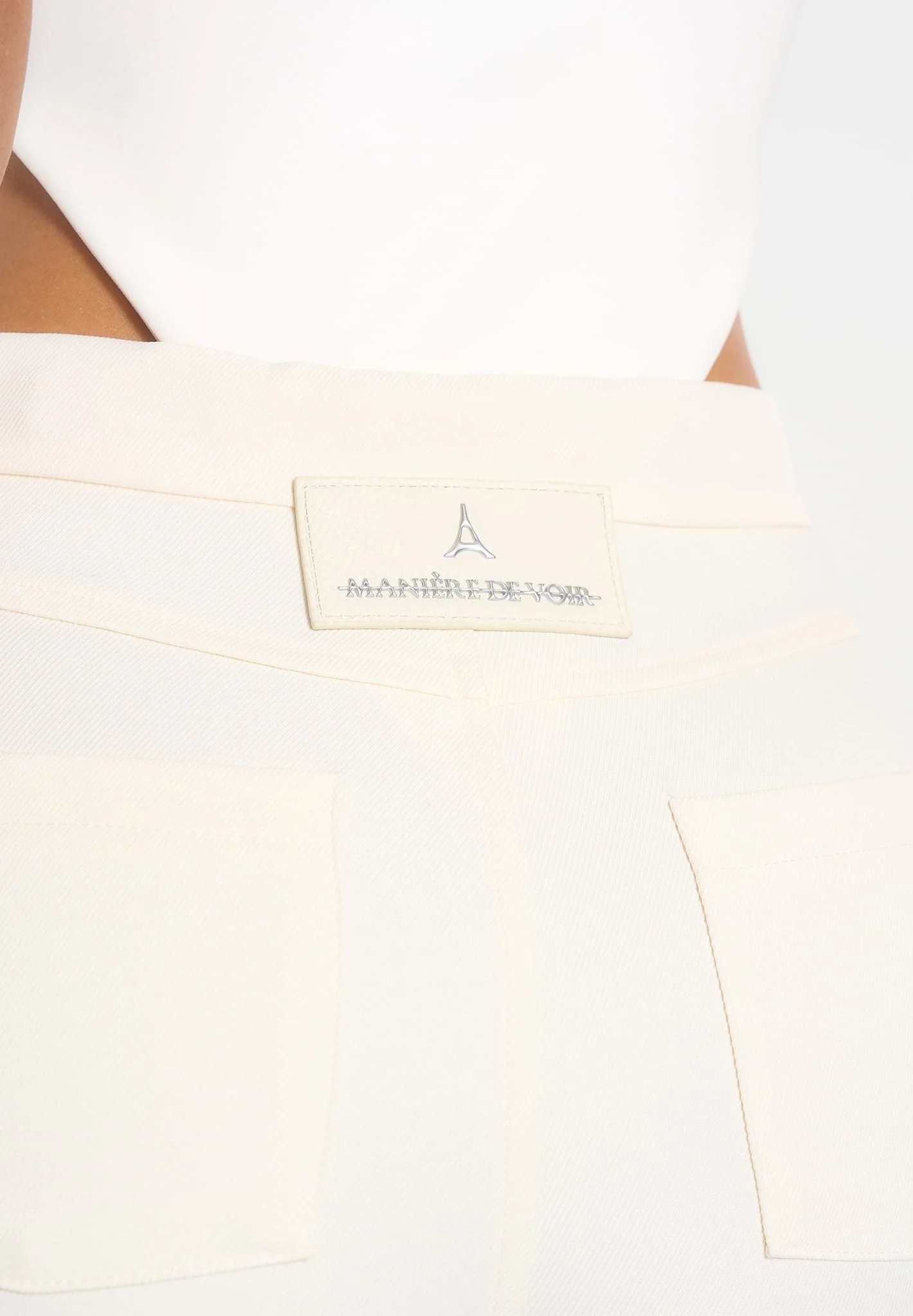 Caroline - Tacked Twill Fit & Flare Trousers - White - Image 4