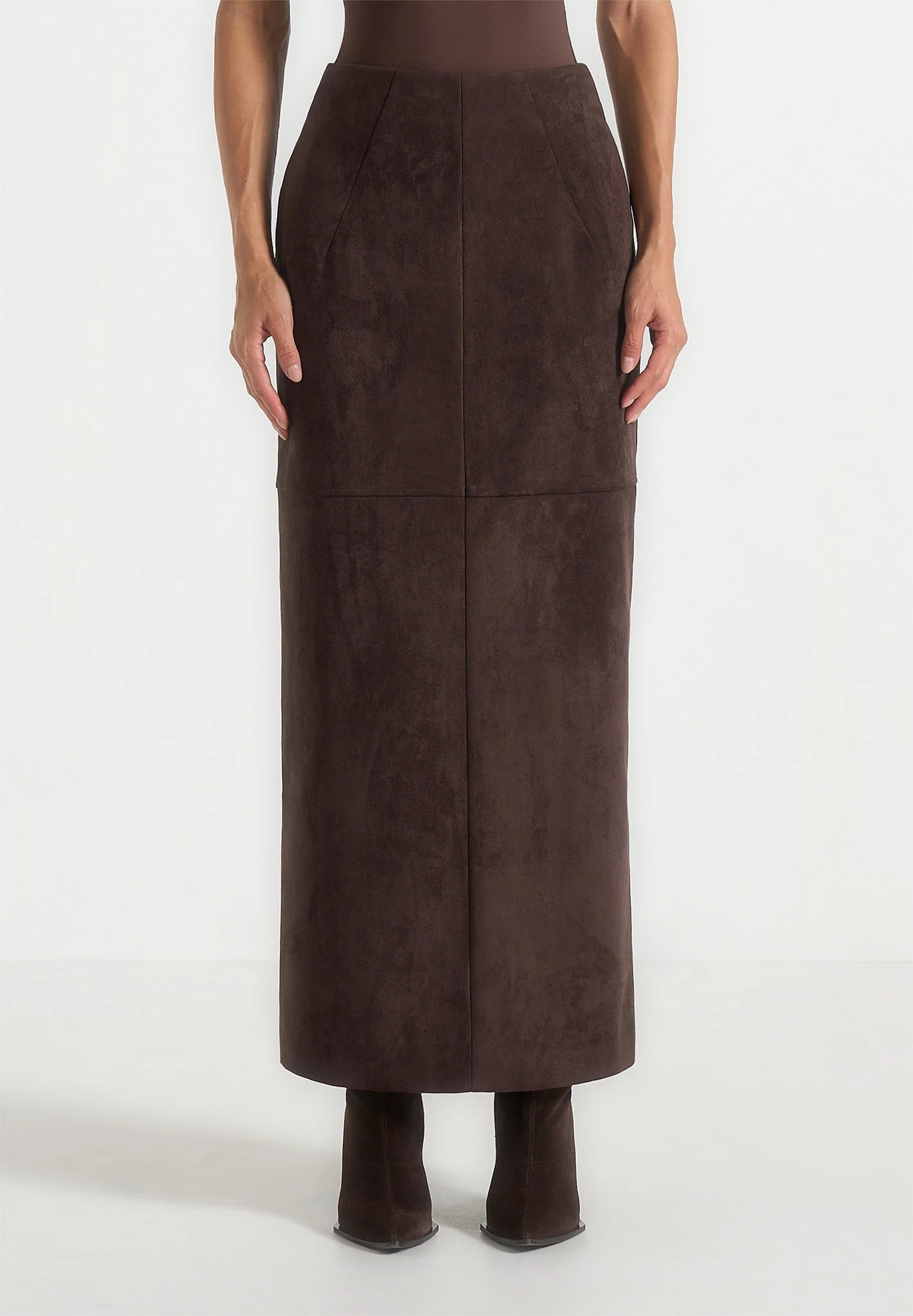Celie - Suede Maxi Skirt - Brown - Image 2
