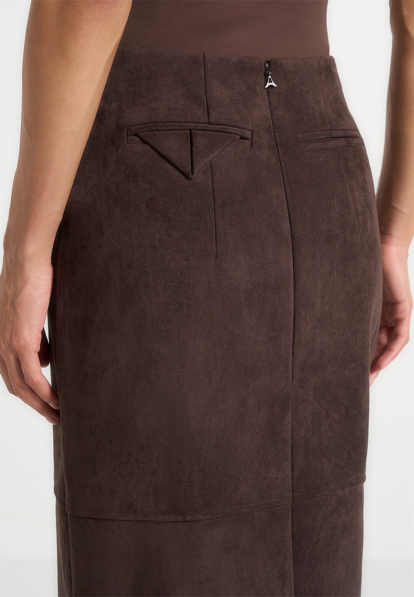 Celie - Suede Maxi Skirt - Brown - Image 3