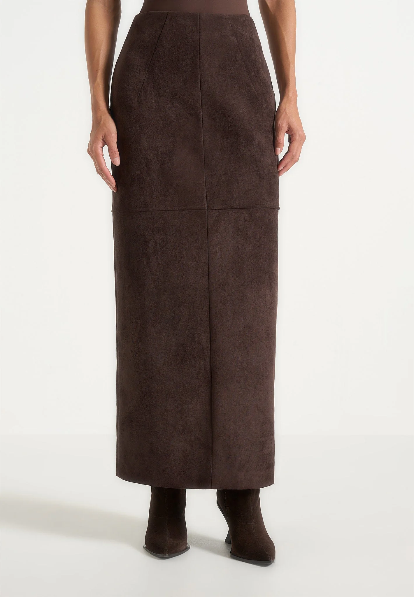 Celie - Suede Maxi Skirt - Brown - Image 4