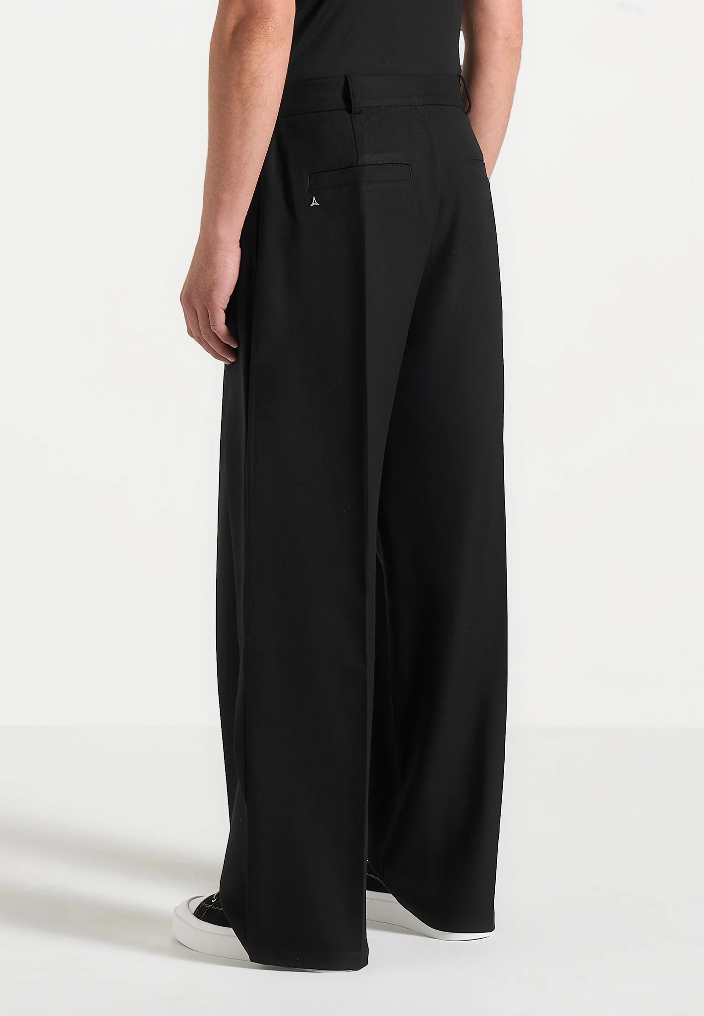 Charles - Wide Fit Wrap Leg Tailored Trousers - Black1 - Image 3