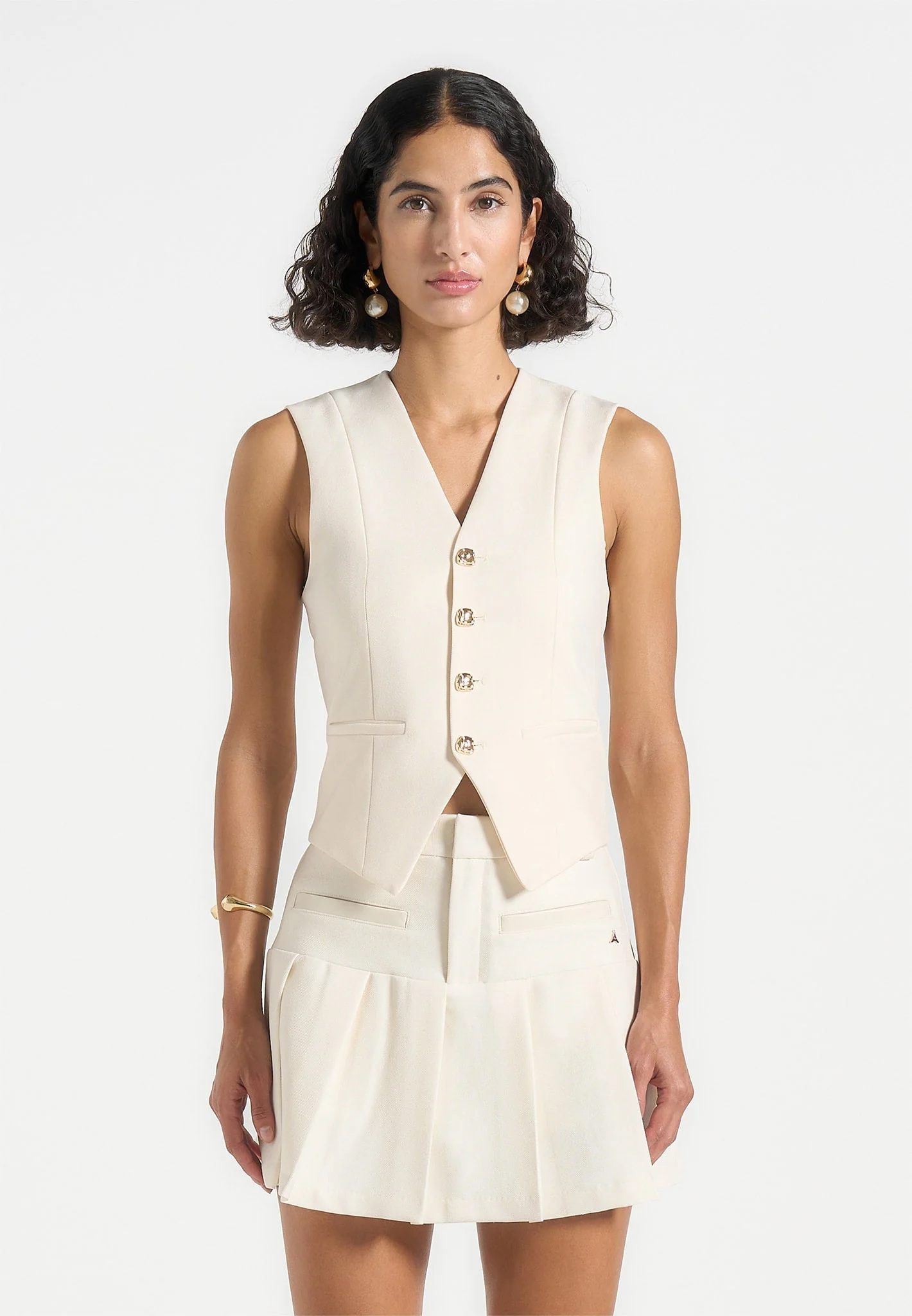 Christine - Tailored Cinch Suit Vest - Off White - Image 6