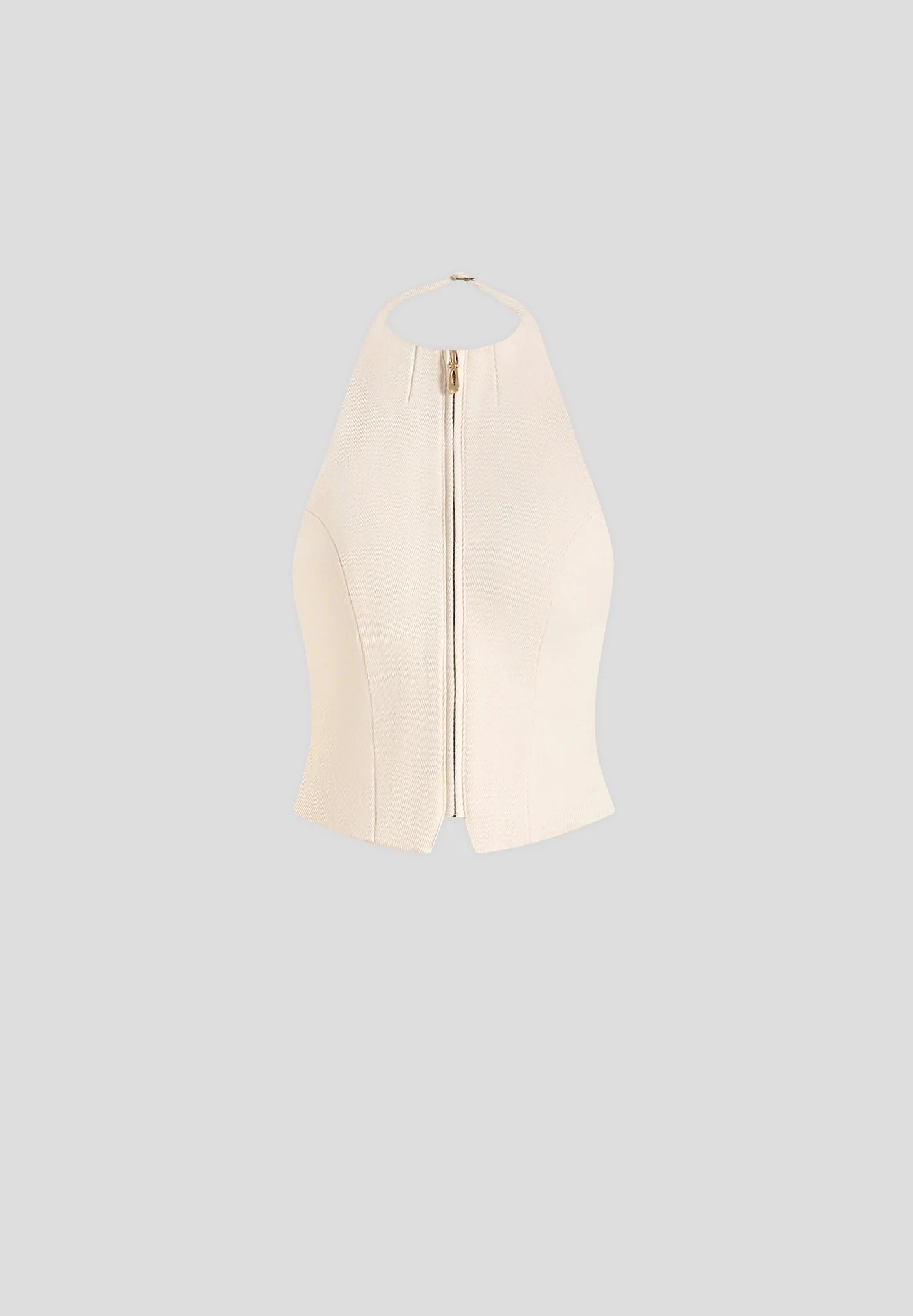 Claudette - Twill Halterneck Backless Top - Cream - Image 7