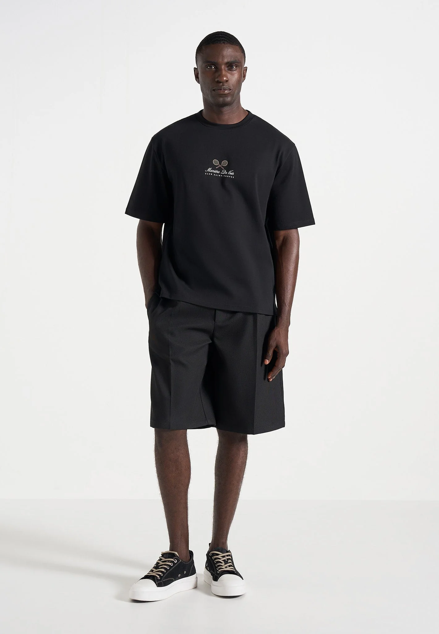 Aaron - Club Saint-Tropez Cotton T-Shirt - Black - Image 4