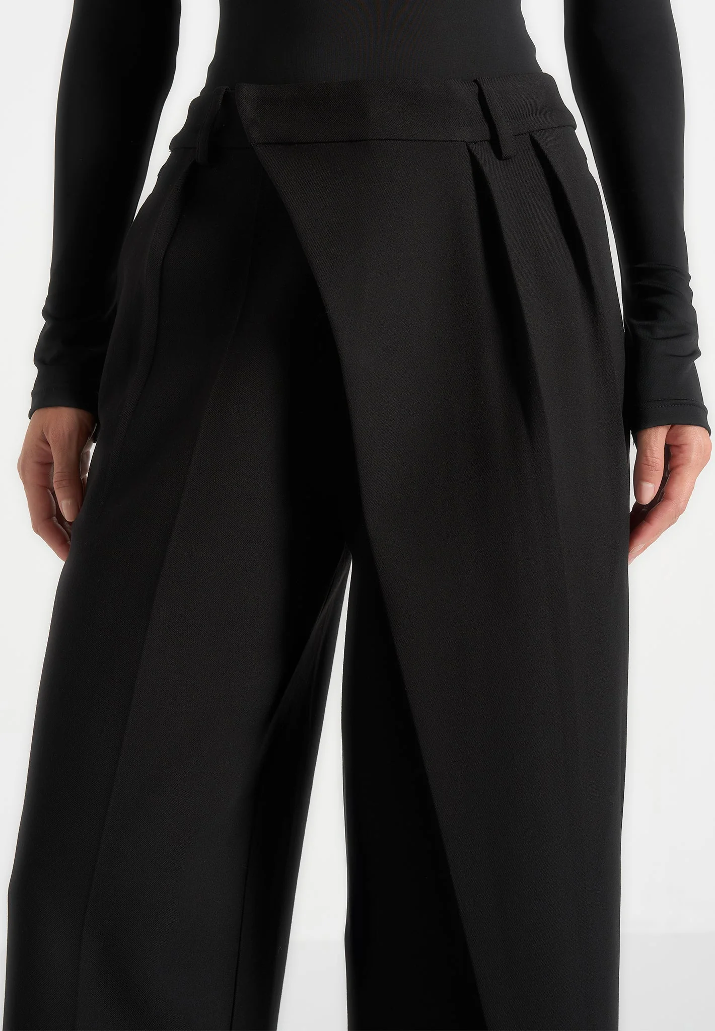 Colette - Tailored Wrap Pleat Trousers - Black - Image 3
