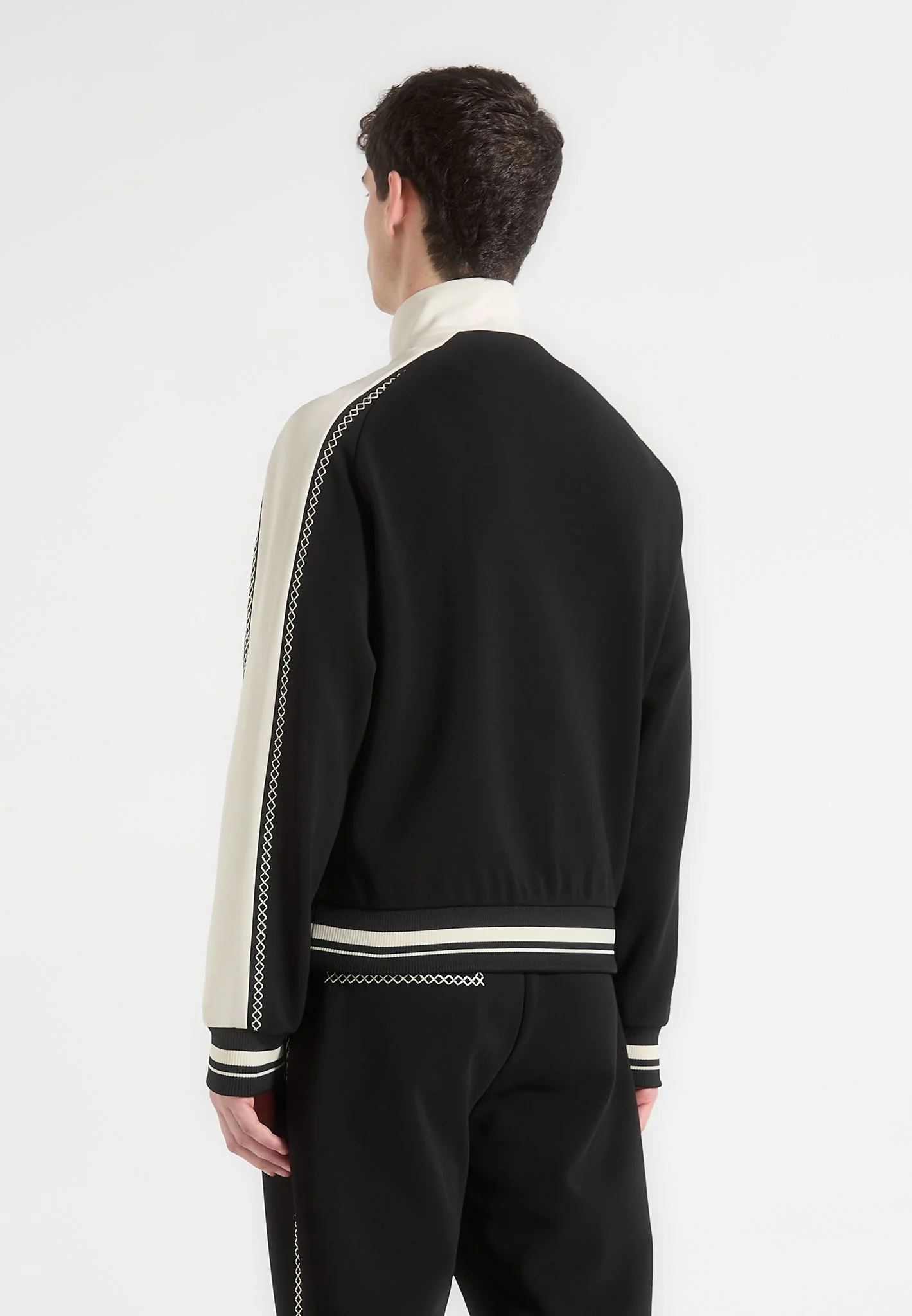 Tristan - Contrast Whipstitch Raglan Track Jacket - Black - Image 4