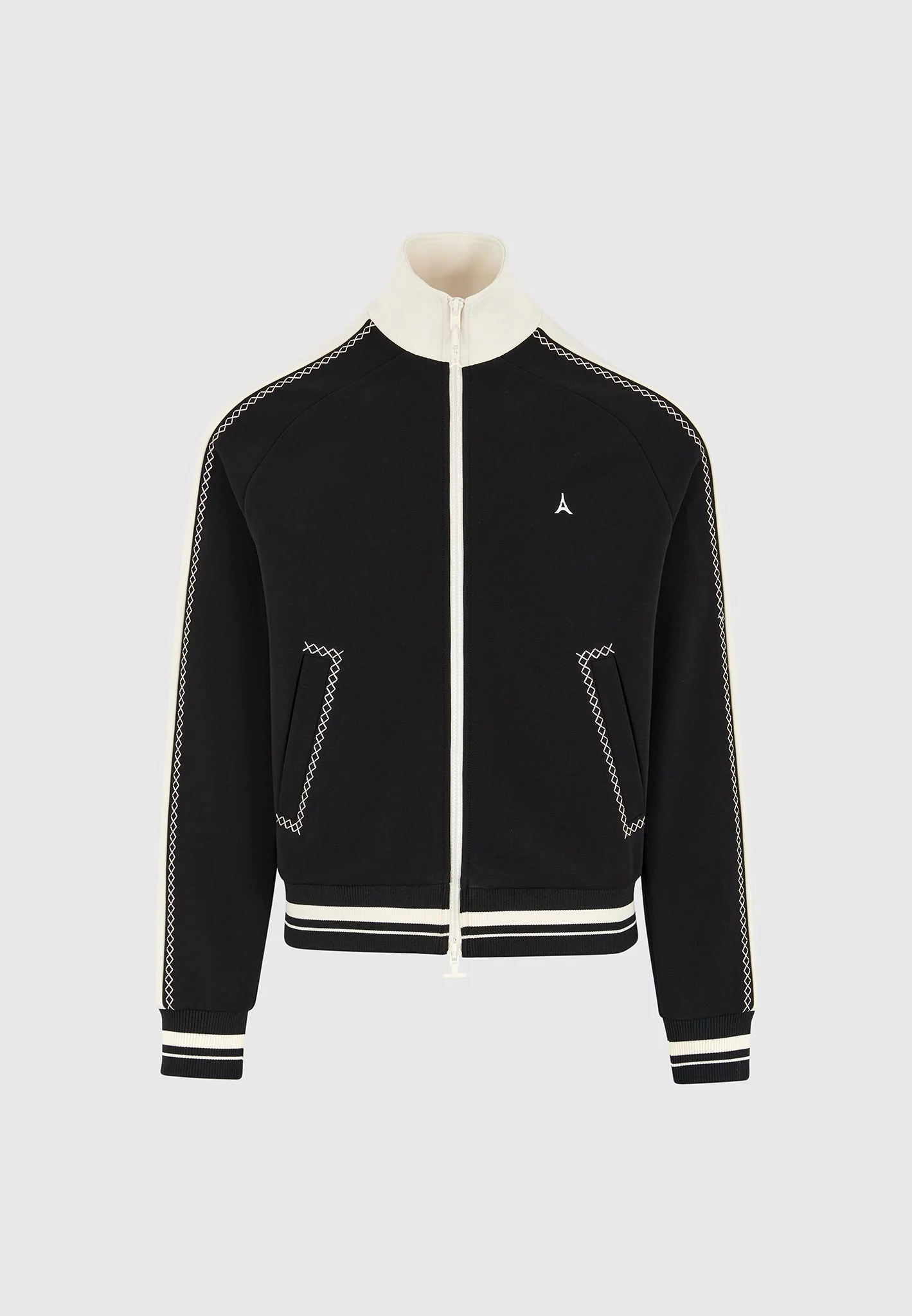 Tristan - Contrast Whipstitch Raglan Track Jacket - Black - Image 7