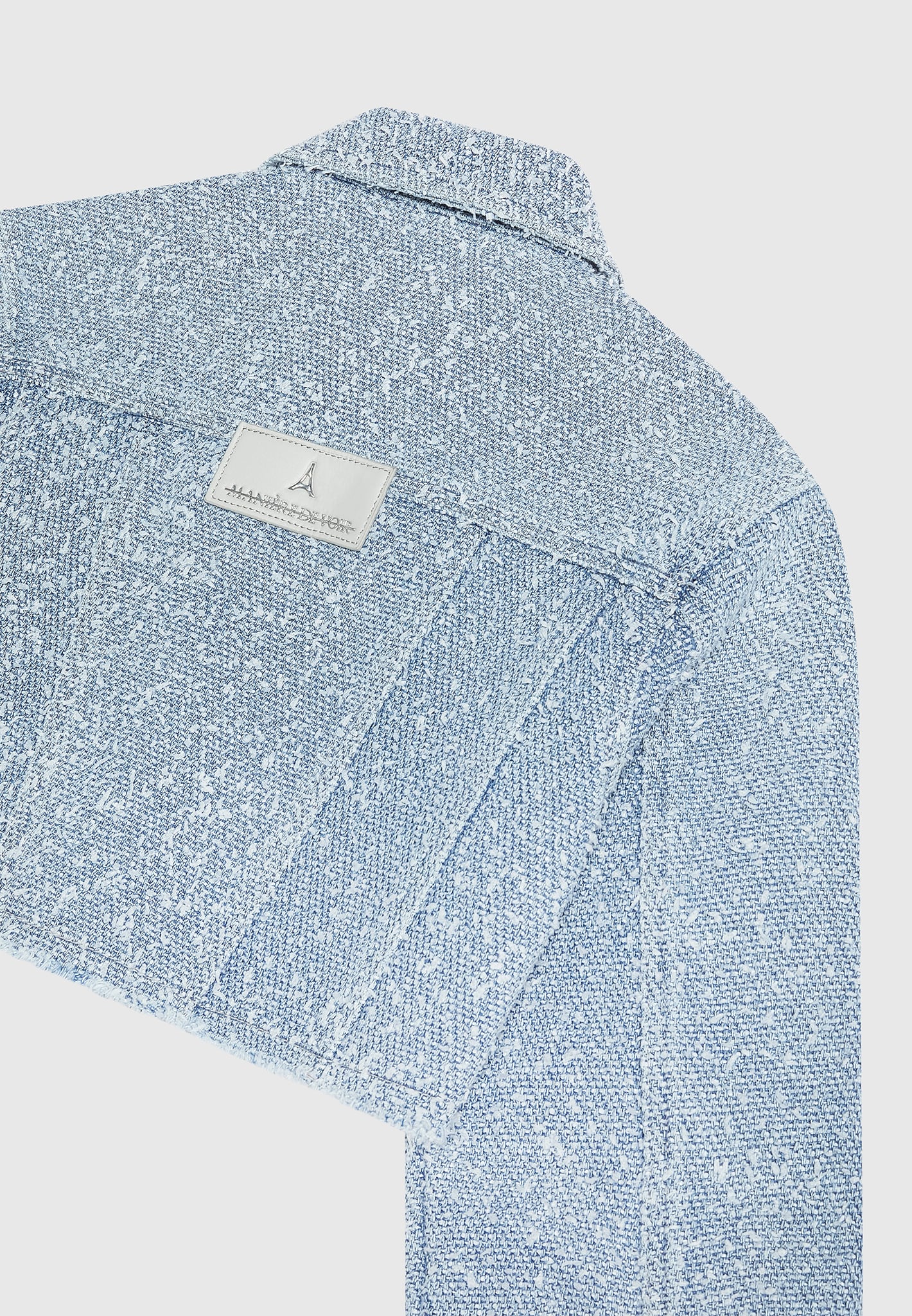 Catherine - Denim Cropped Boucle Jacket - Mid Blue - Image 8