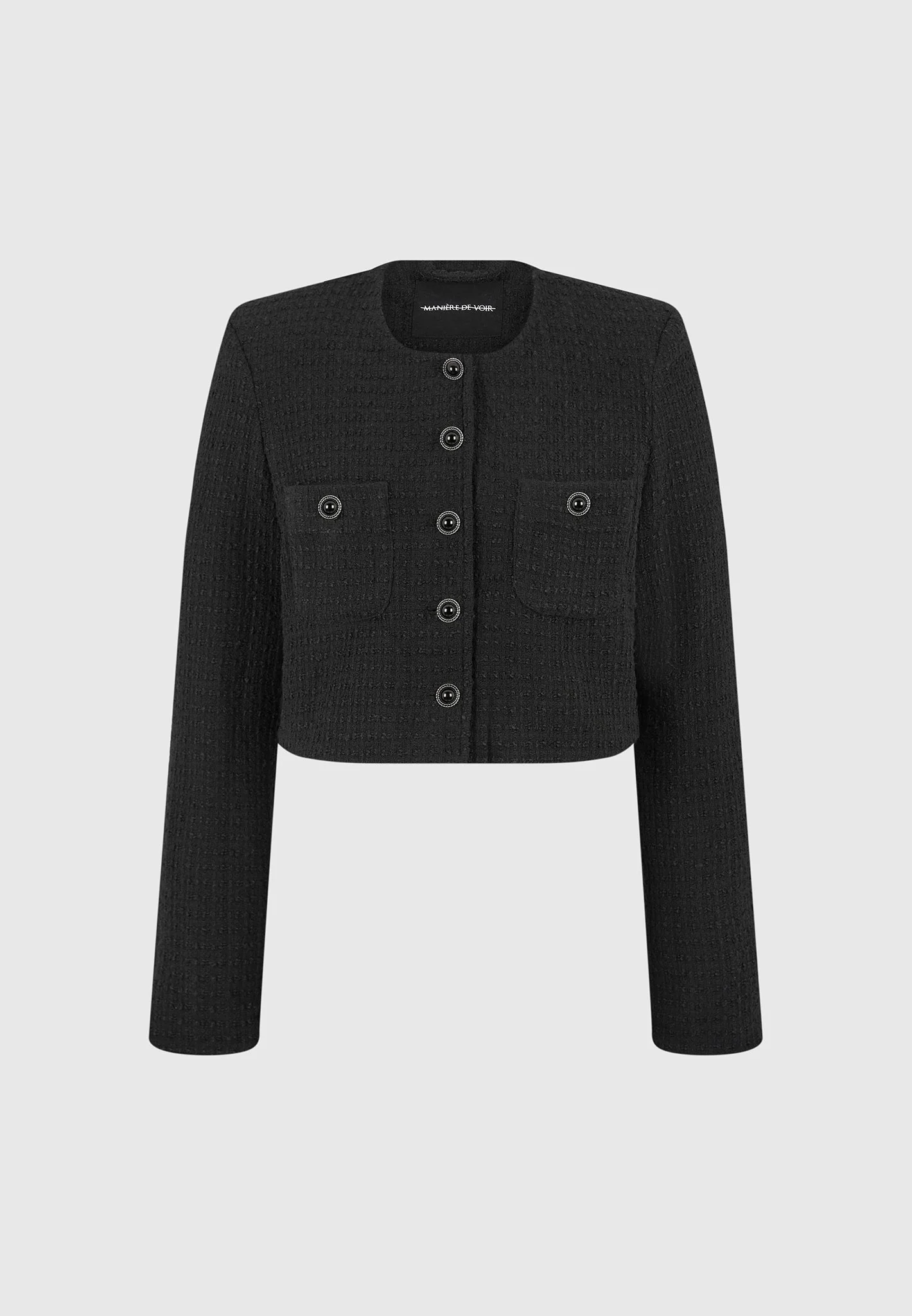 Celine - Cropped Tweed Jacket with Pearls - Black - Image 7
