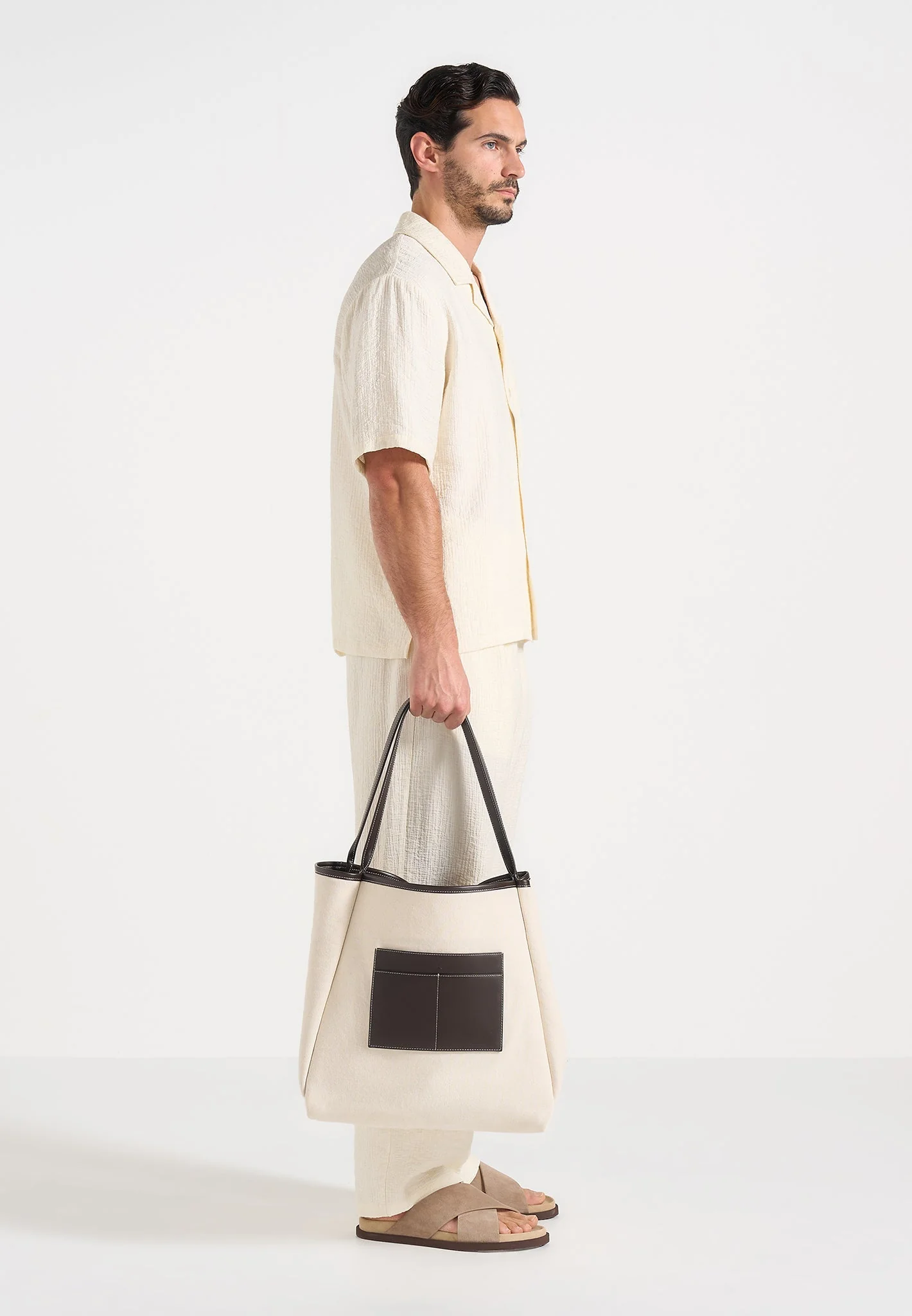 Dakota - Unisex Reversible Leather & Suede Tote Bag - Brown - Image 5
