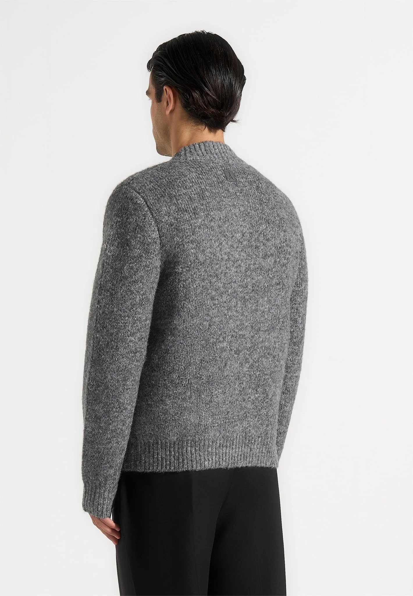 Dani - Unisex Asymmetric Brushed Knit Cardigan - Grey - Image 9