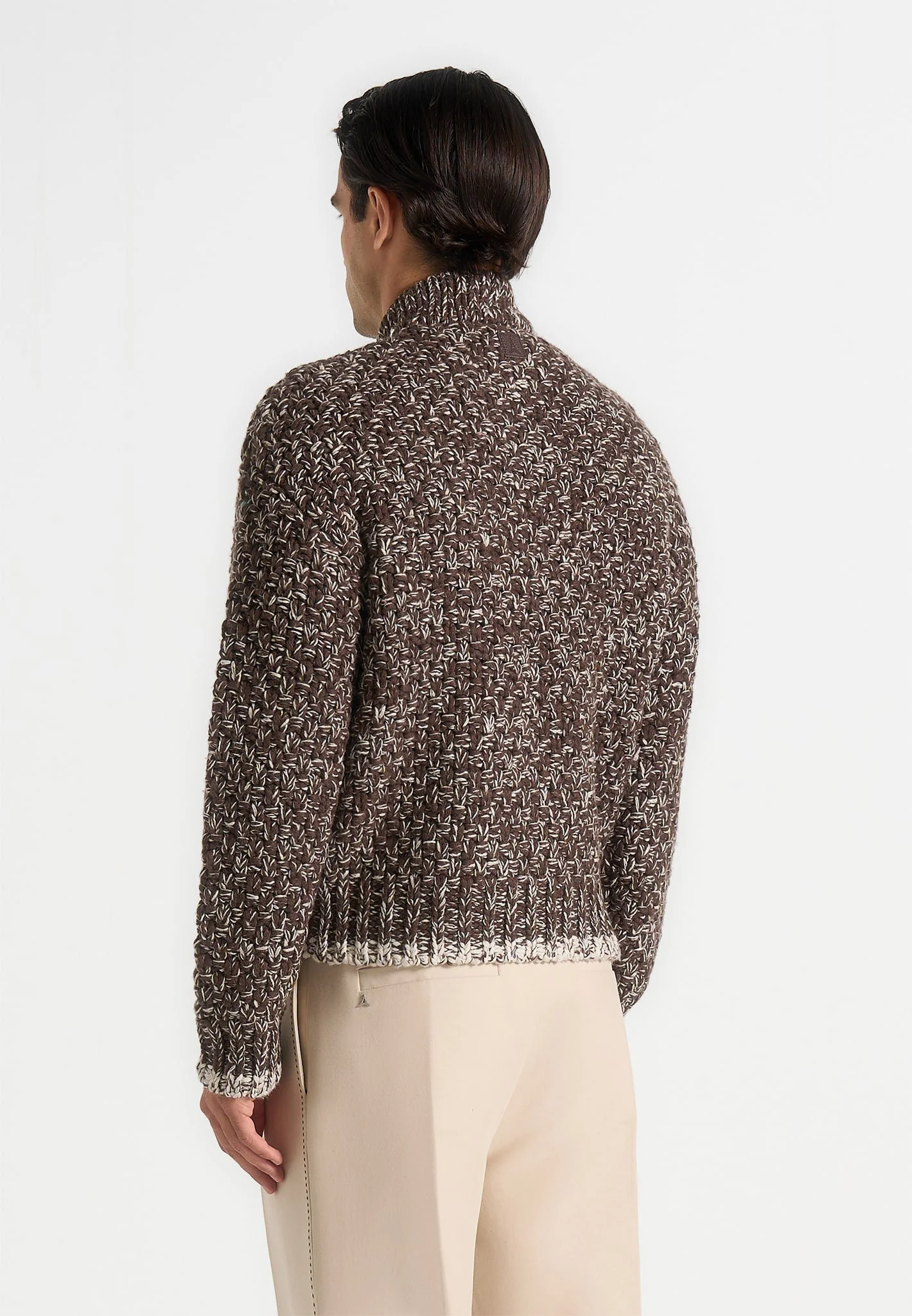 Darel - Speckled Knit Bomber Jacket - Brown - Image 6
