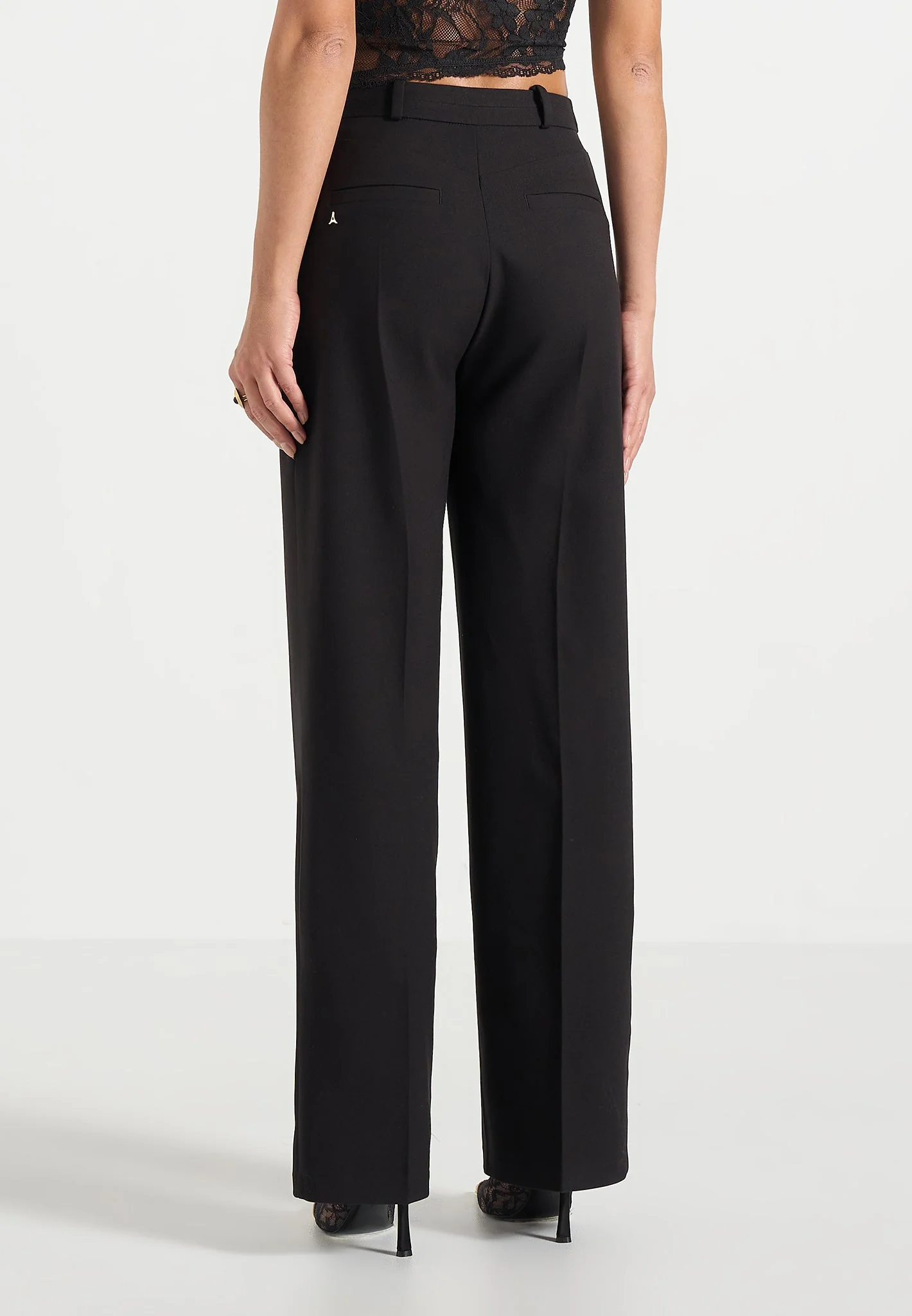 Doria - Tailored Trousers With Waistband Detail - Black - Image 3