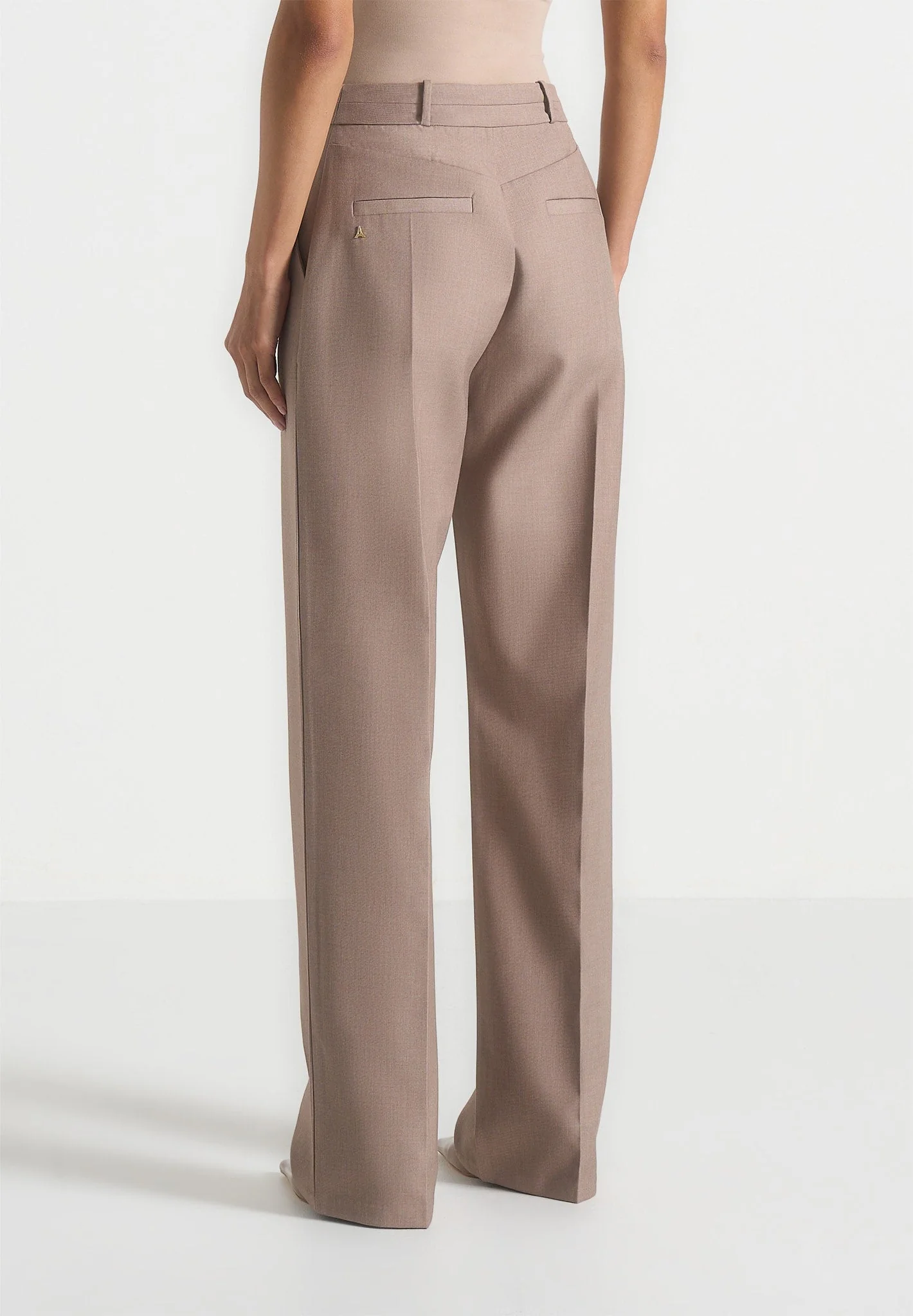 Doria - Tailored Trousers With Waistband Detail - Taupe - Image 5