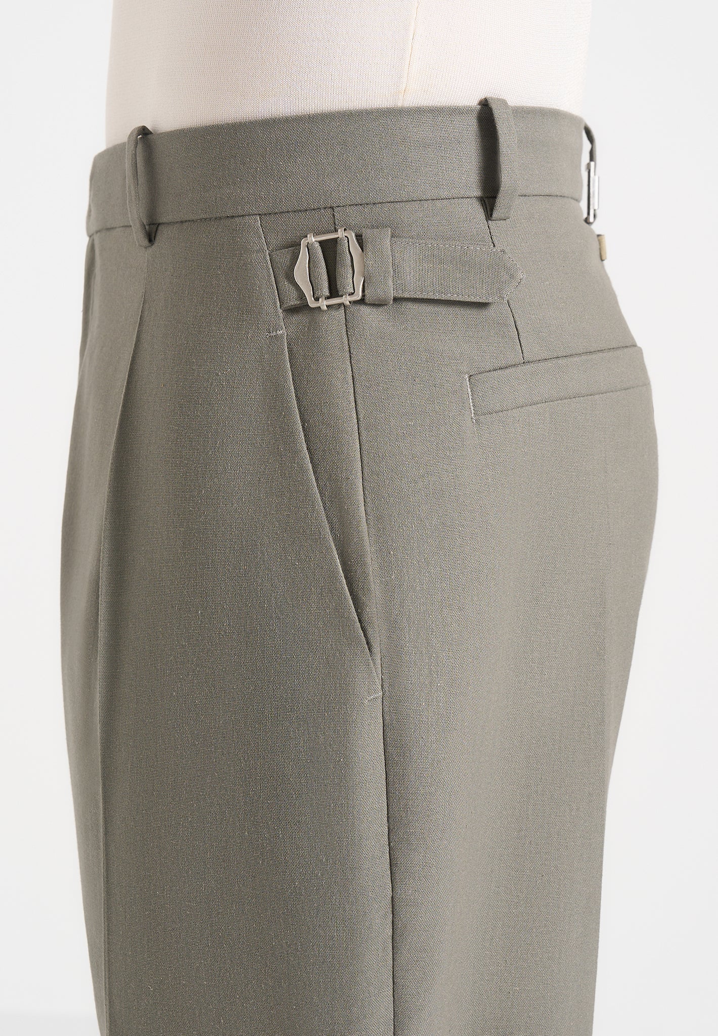 Dorian - Pleated Linen Pants - Khaki - Image 2