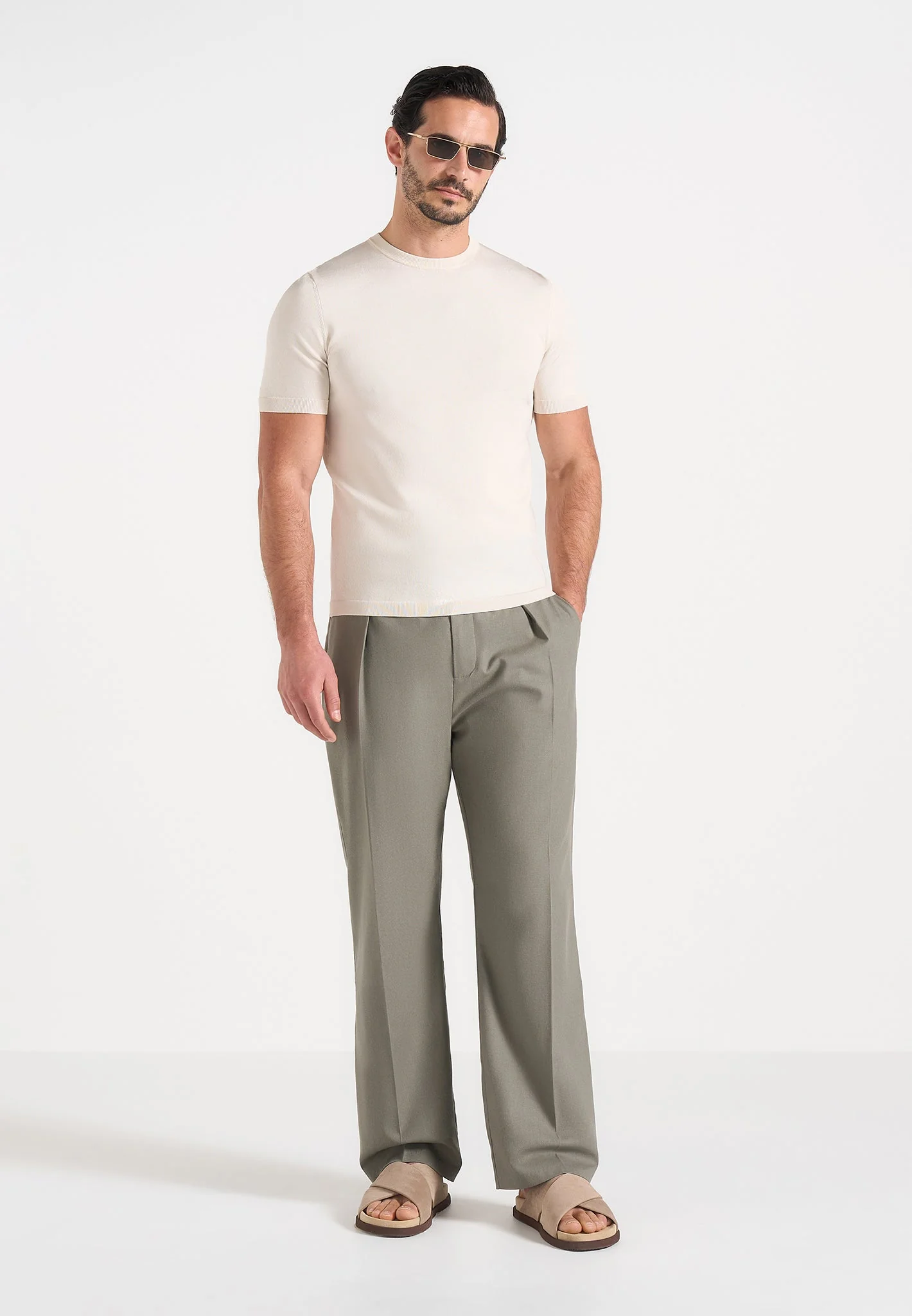 Dorian - Pleated Linen Pants - Khaki - Image 4