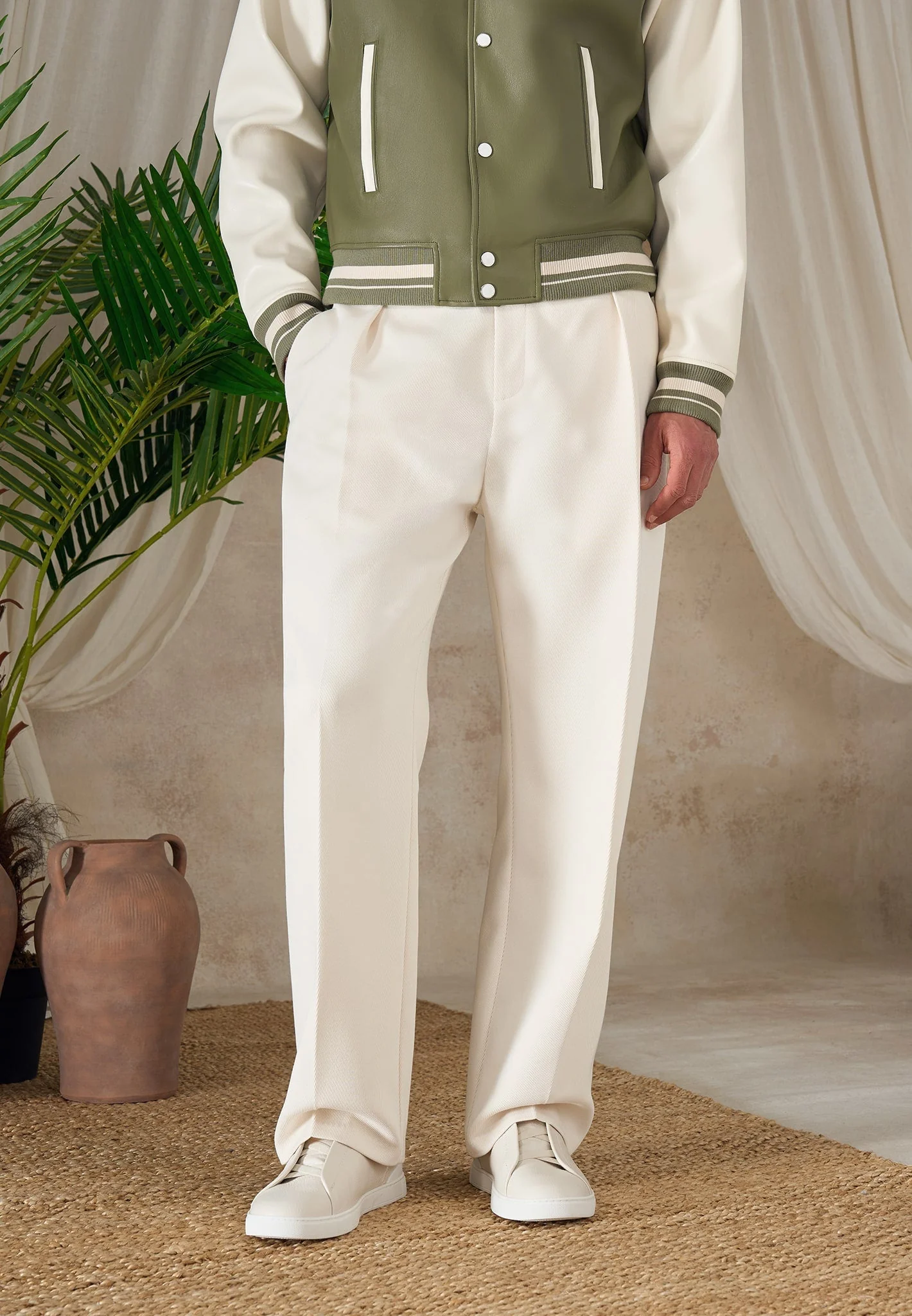 Dorian - Pleated Tailored Pants - Cream - Image 7