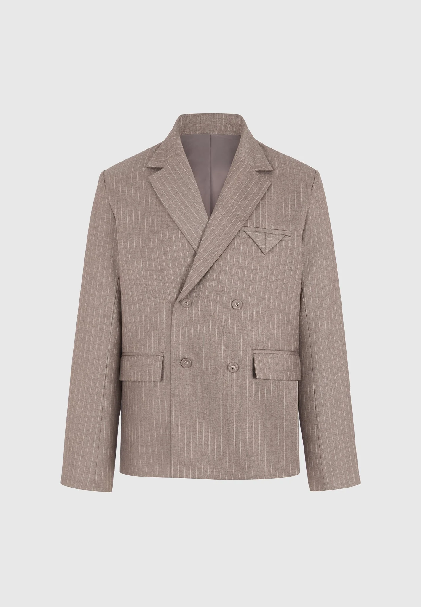 Didier - Double Breasted Pinstripe Suit Jacket - Taupe - Image 6