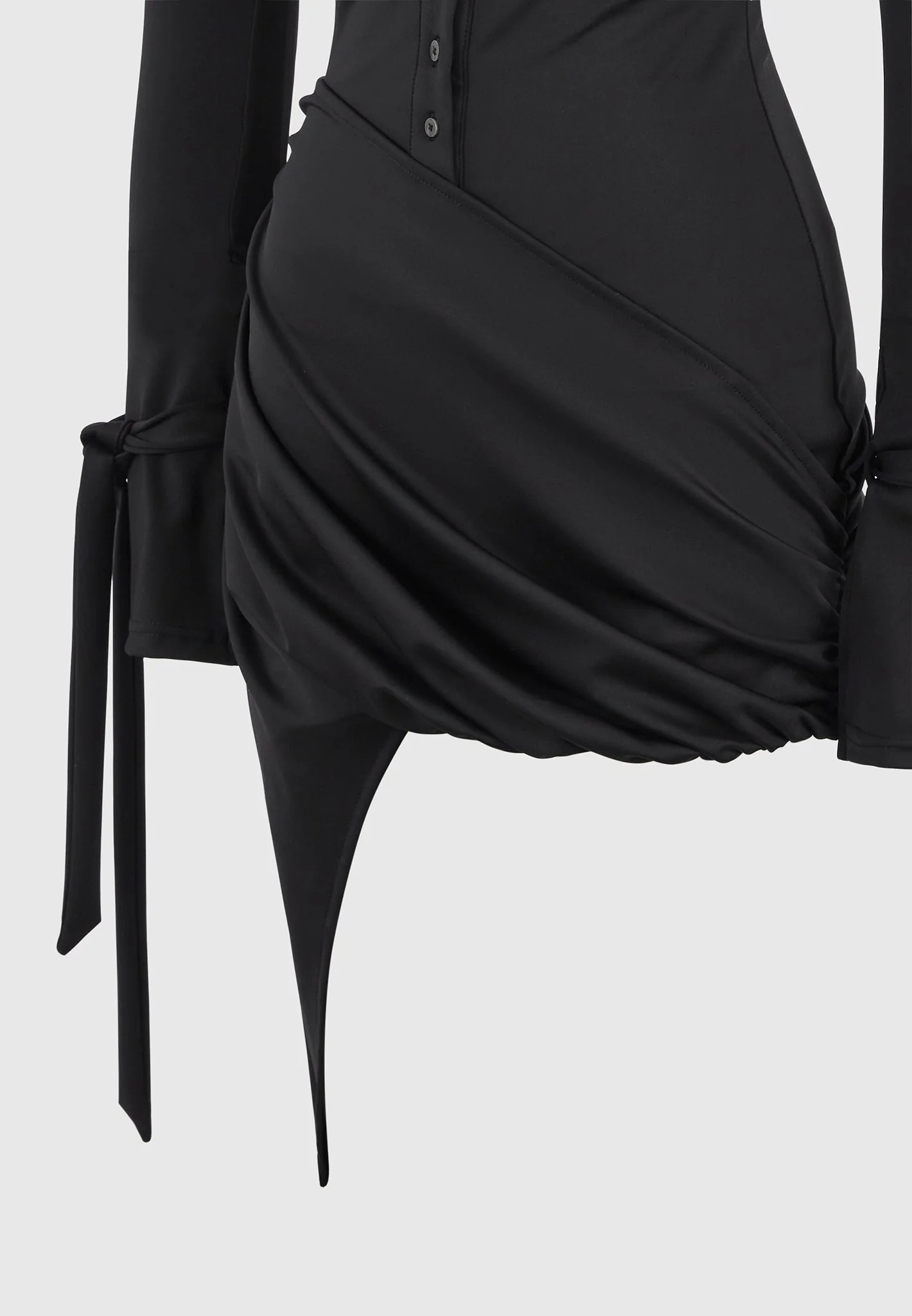 Diane - Draped Asymmetric Mini Dress - Black - Image 5