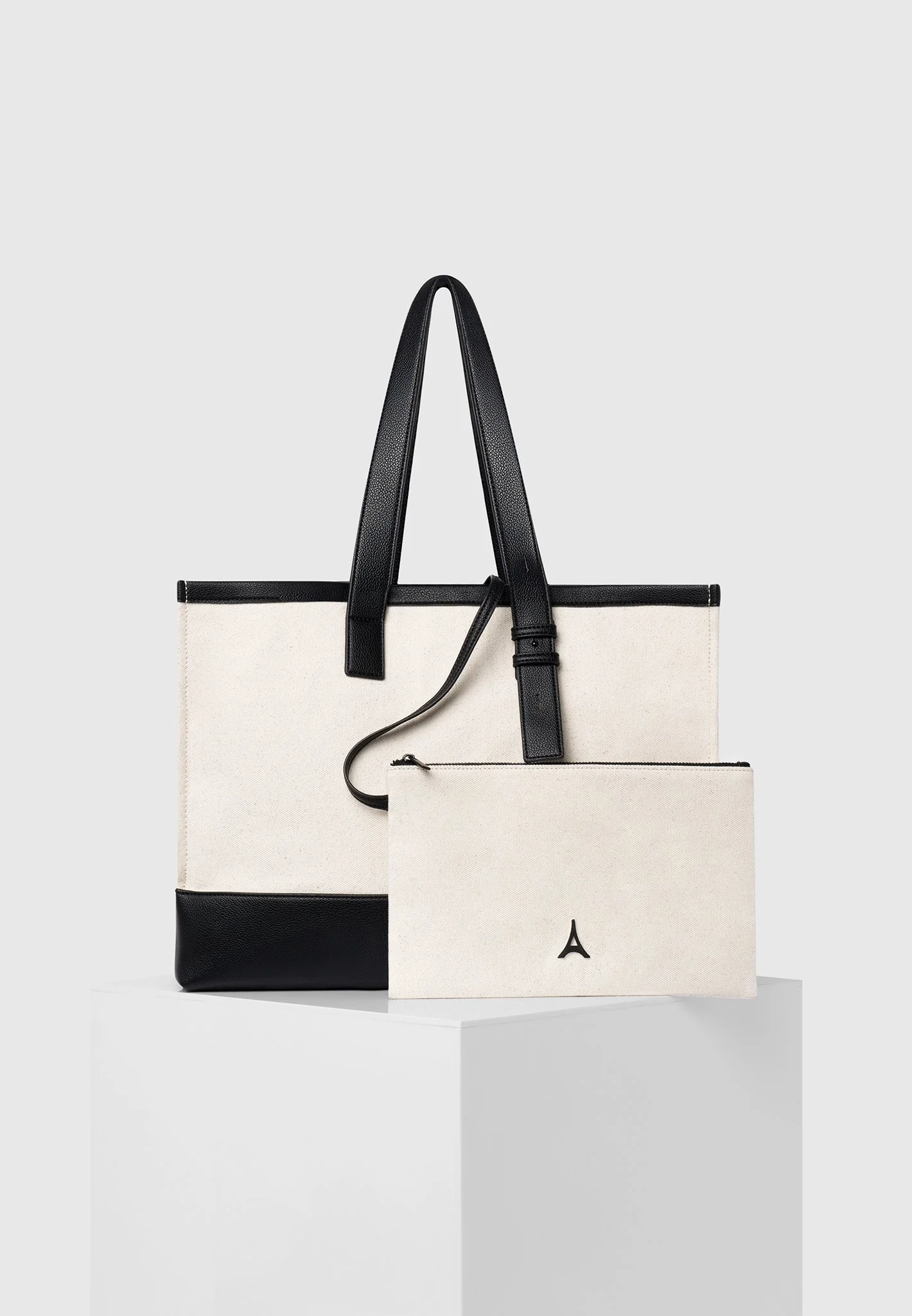 Romane - Eiffel Detail Canvas Tote Bag - Beige/Black - Image 6