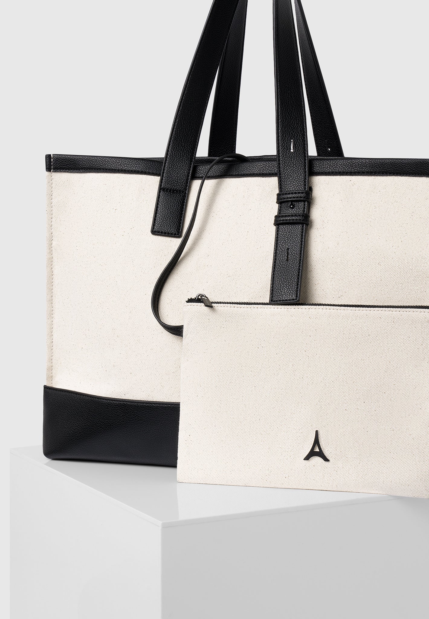 Romane - Eiffel Detail Canvas Tote Bag - Beige/Black - Image 7