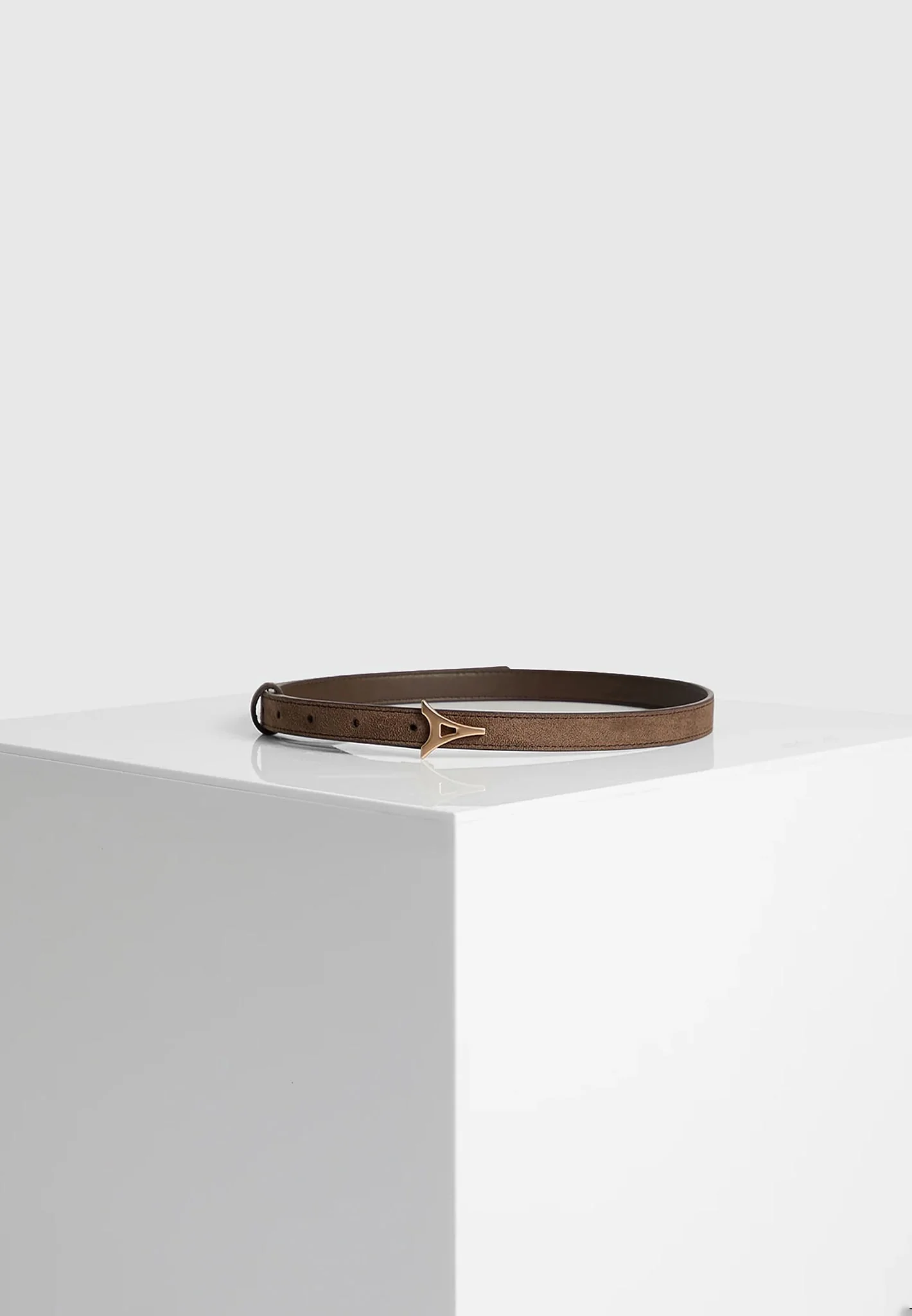 Leonie - Eiffel Slim Suede Belt - Brown/Gold - Image 3