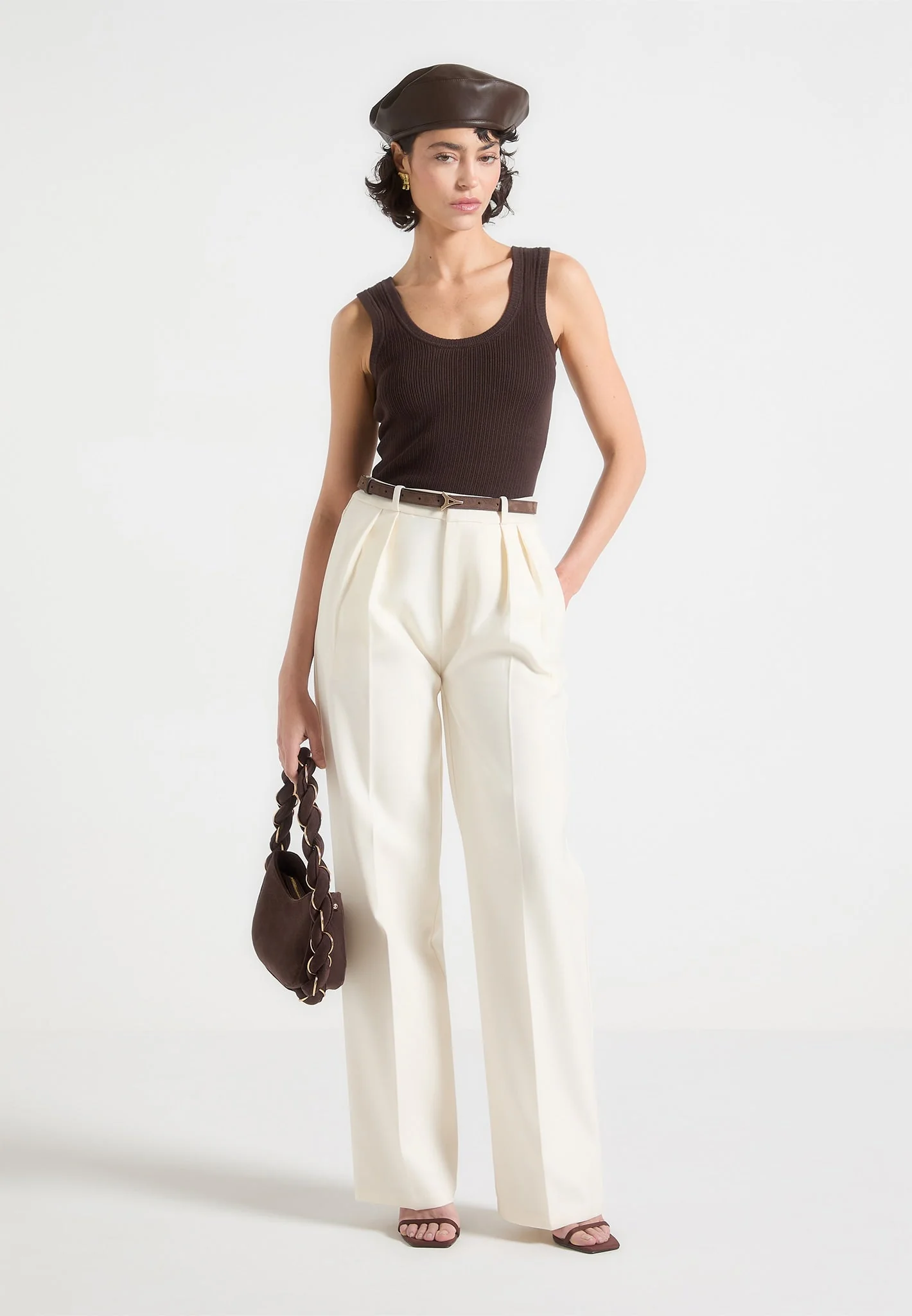 Leonie - Eiffel Slim Suede Belt - Brown/Gold - Image 4