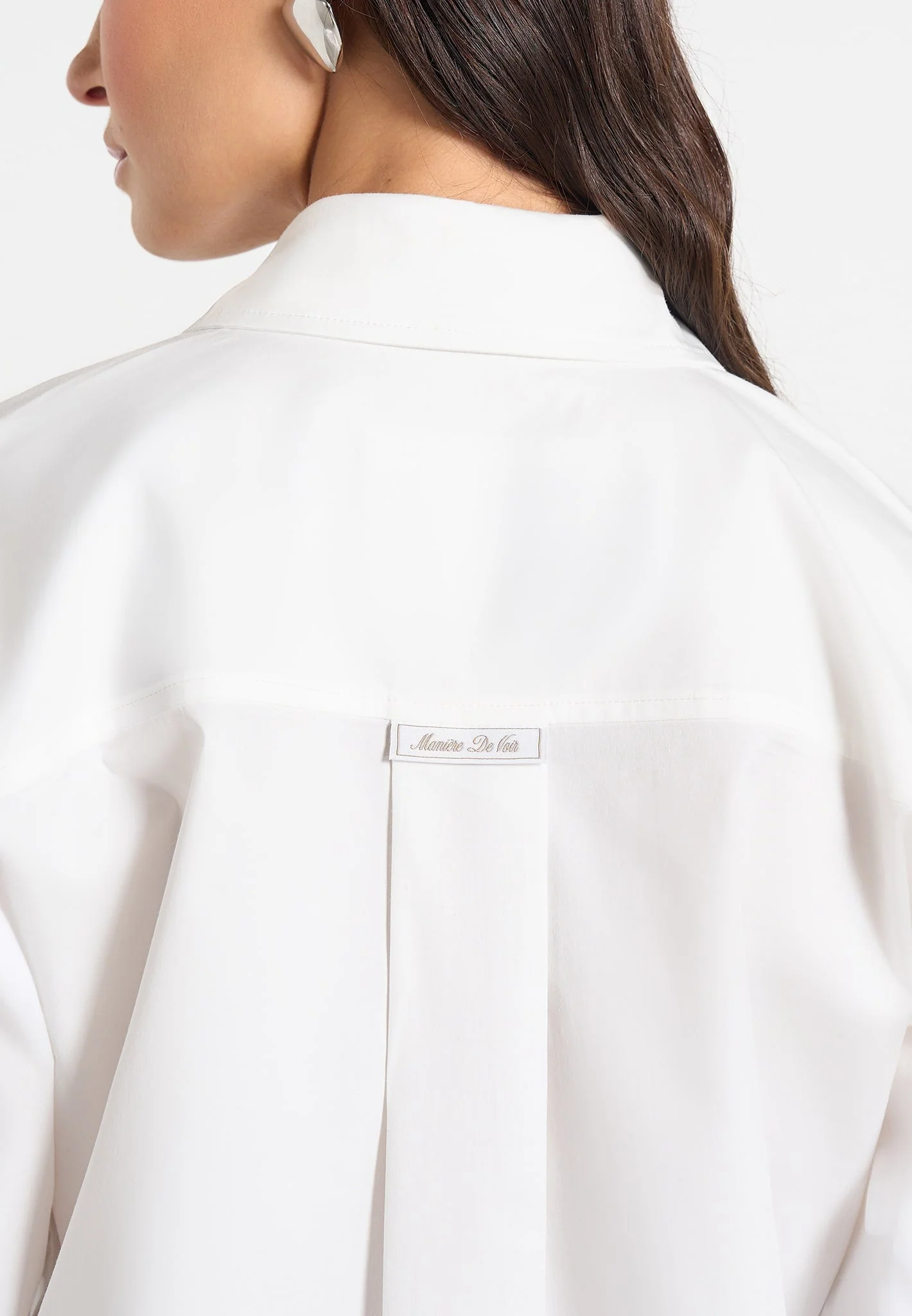 Eleni - Cropped Shirt With Balloon Sleeves - White - Image 3