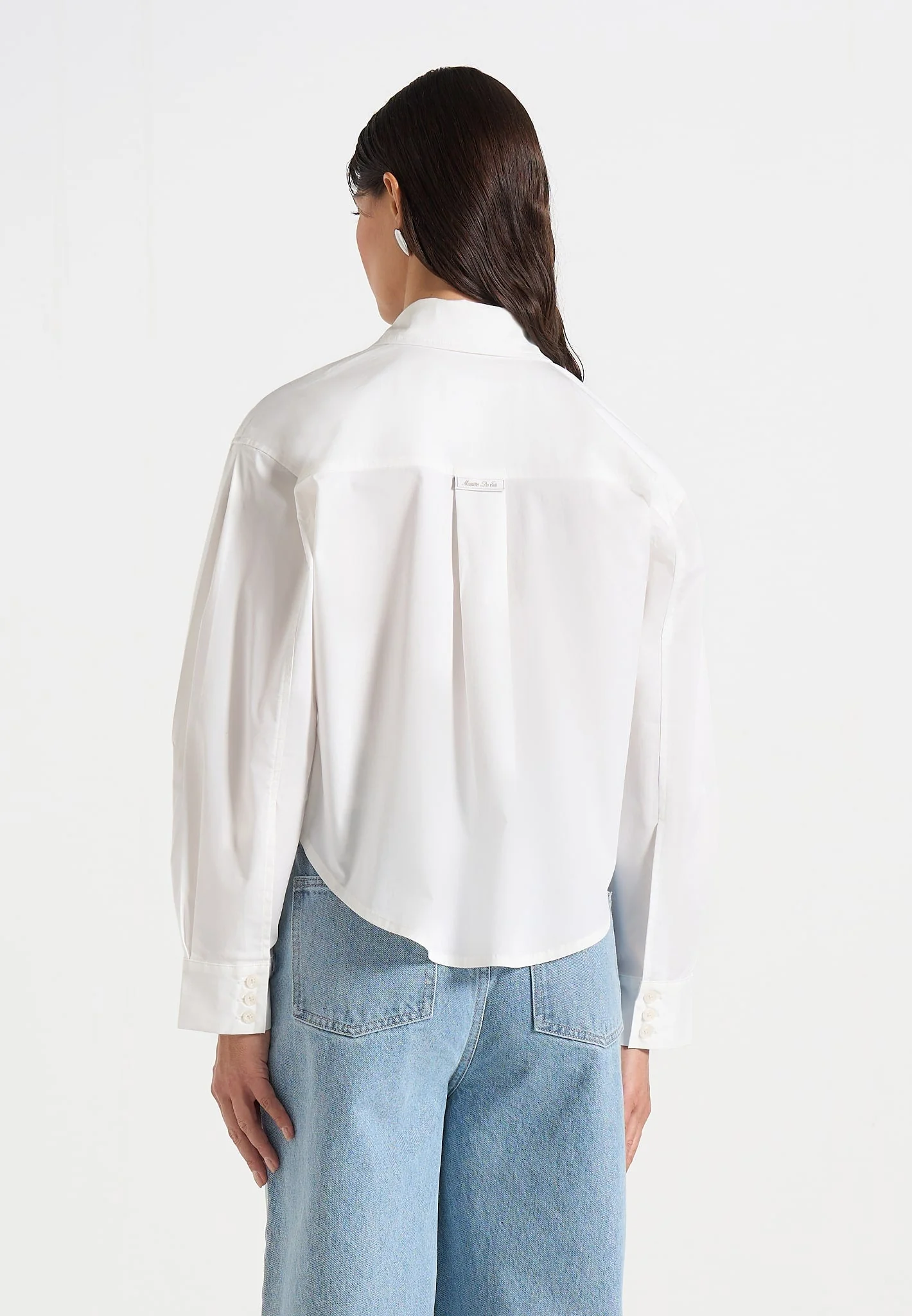 Eleni - Cropped Shirt With Balloon Sleeves - White - Image 5