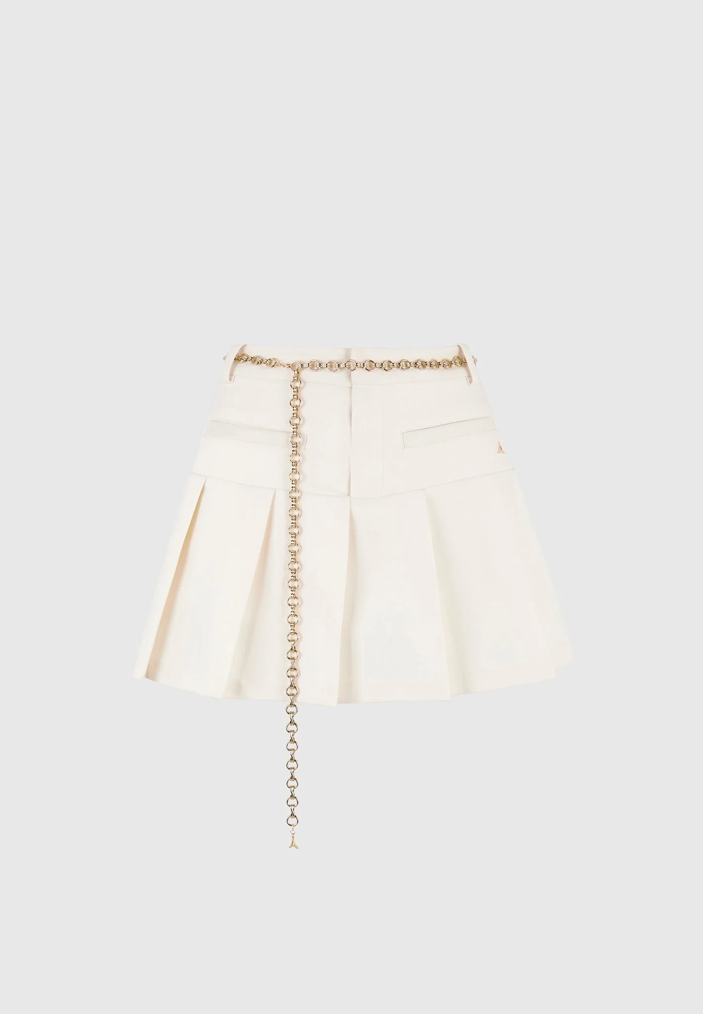 Elise - Tailored Pleated Skort with Belt - Off White - Image 5