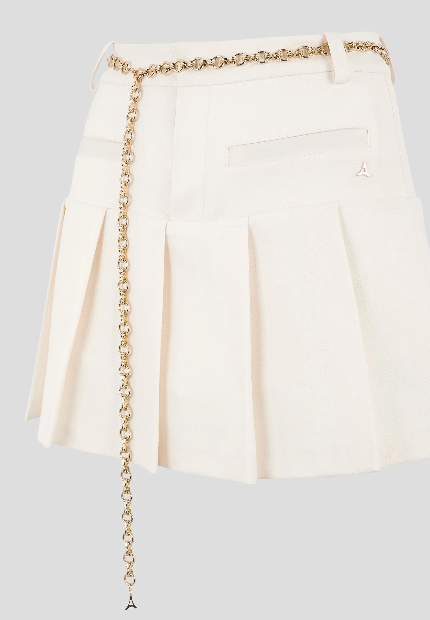 Elise - Tailored Pleated Skort with Belt - Off White - Image 6
