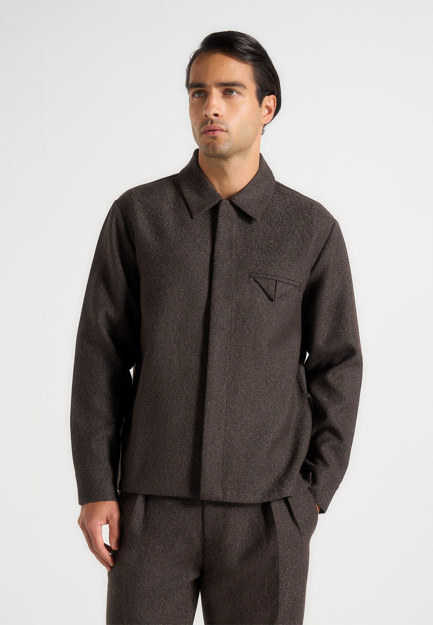 Elliot - Melange Tailored Shirt - Brown - Image 2