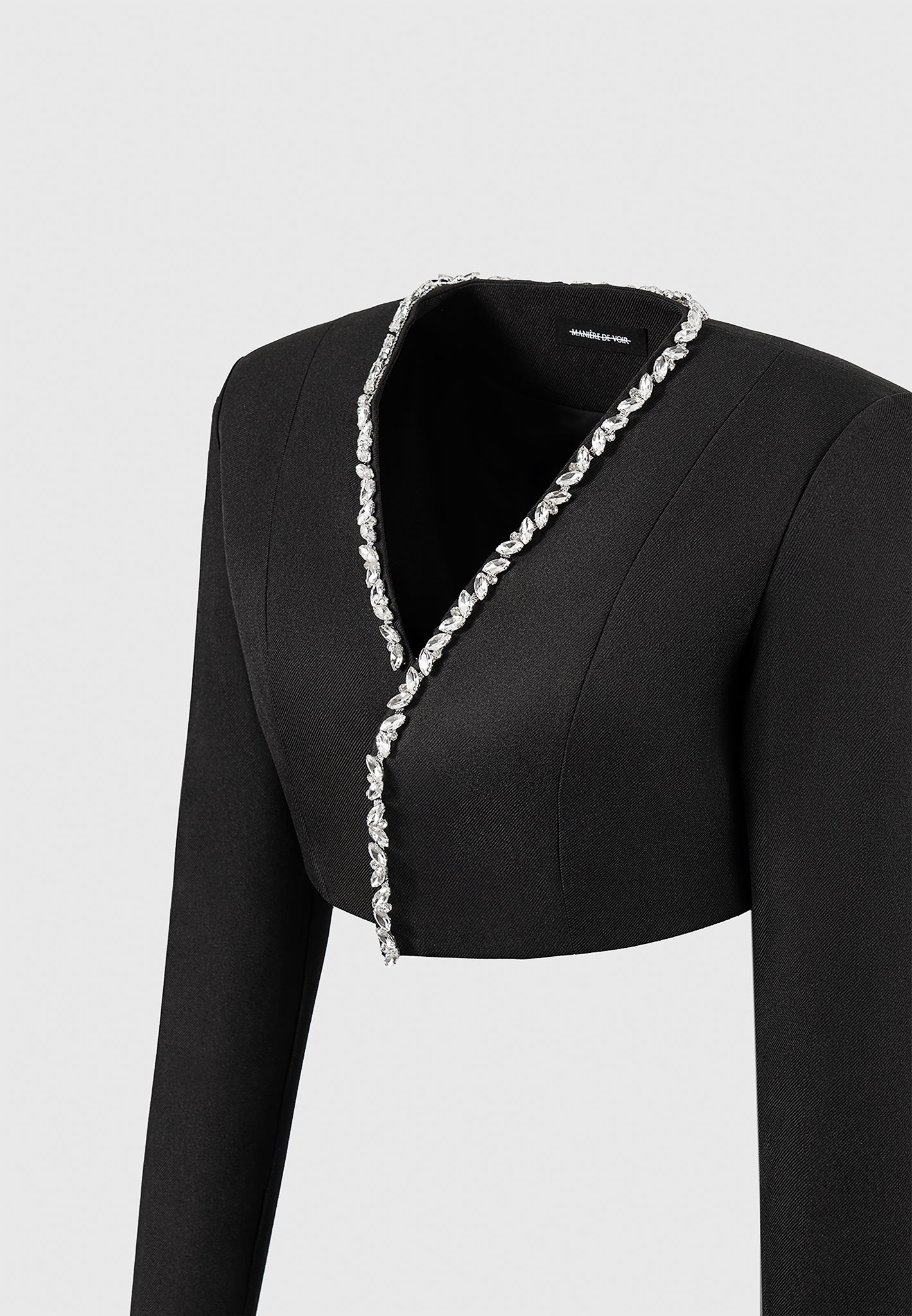 Embellished Cropped Blazer - Black - Image 6