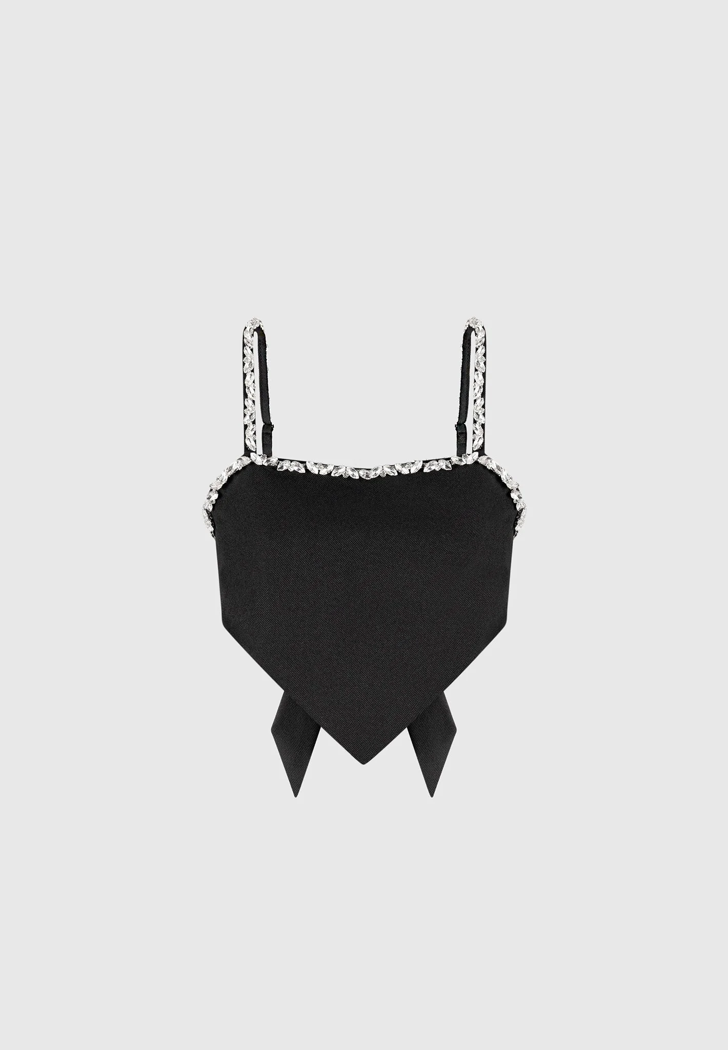 Eloise - Embellished Strap Handkerchief Top - Black - Image 6