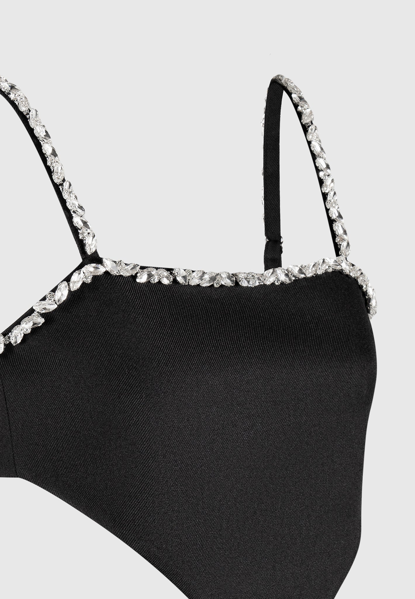 Eloise - Embellished Strap Handkerchief Top - Black - Image 7