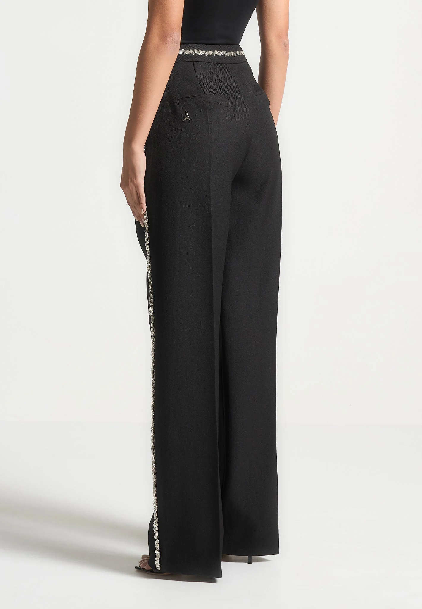 Patricia - Embellished Tailored Trousers - Black - Image 3