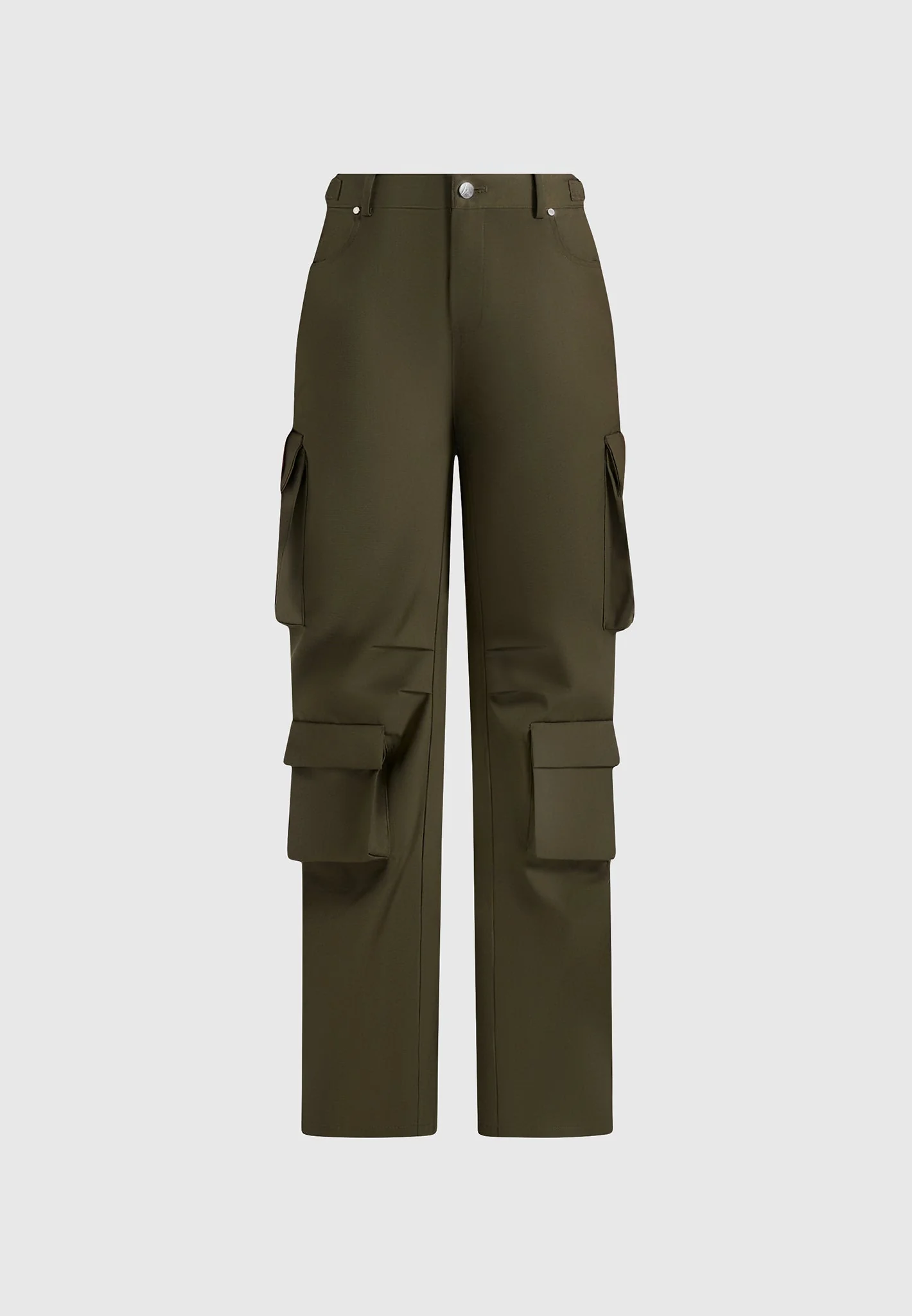 Emilie - High Waisted Twill Cargo Pants - Olive - Image 6