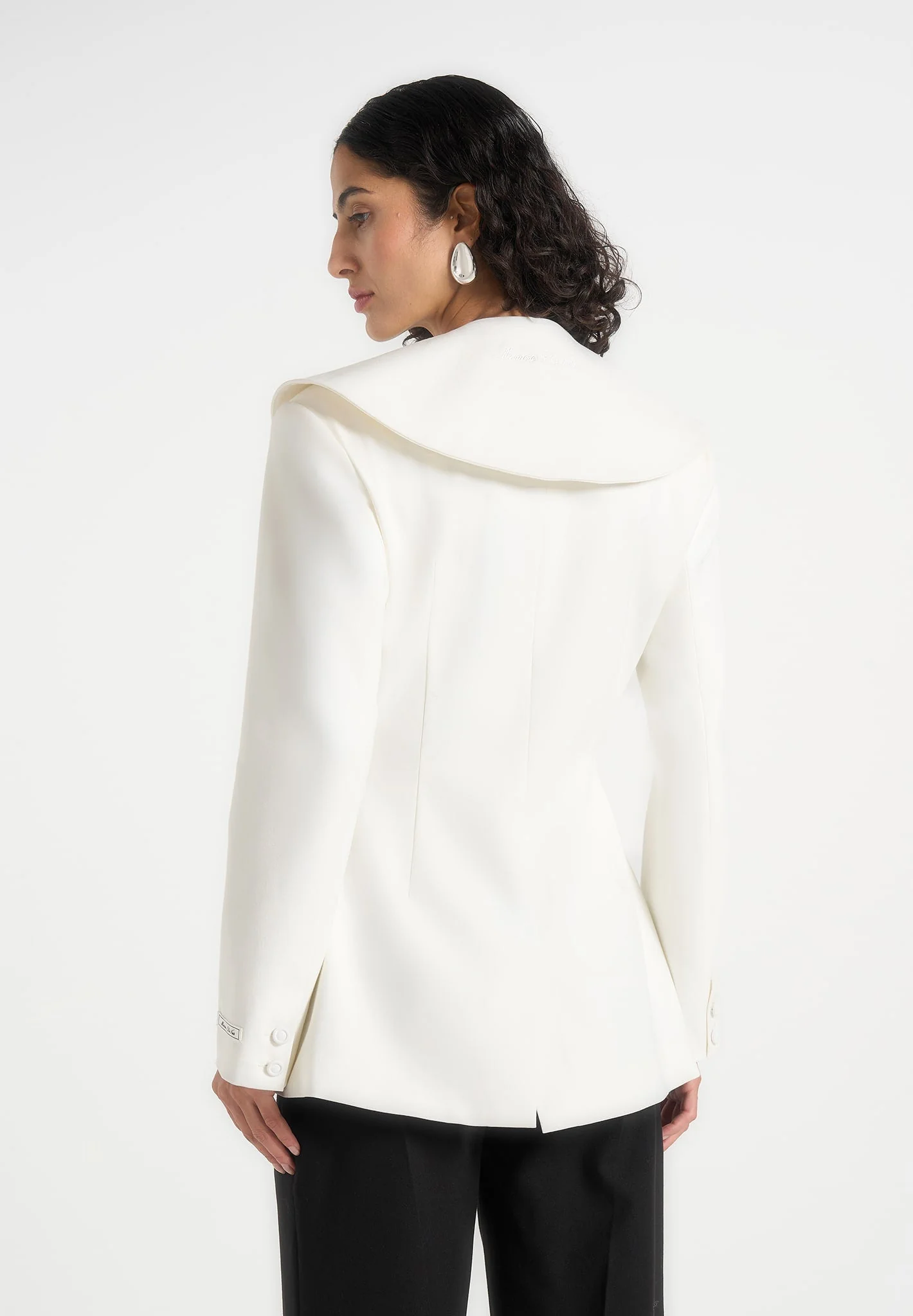 Emy - Shawl Hourglass Blazer - White - Image 2