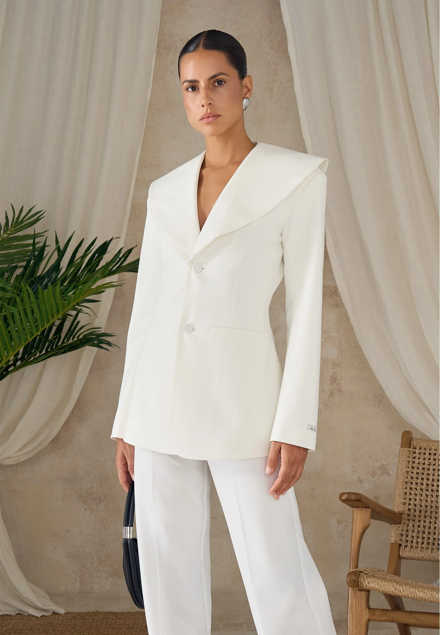 Emy - Shawl Hourglass Blazer - White - Image 6