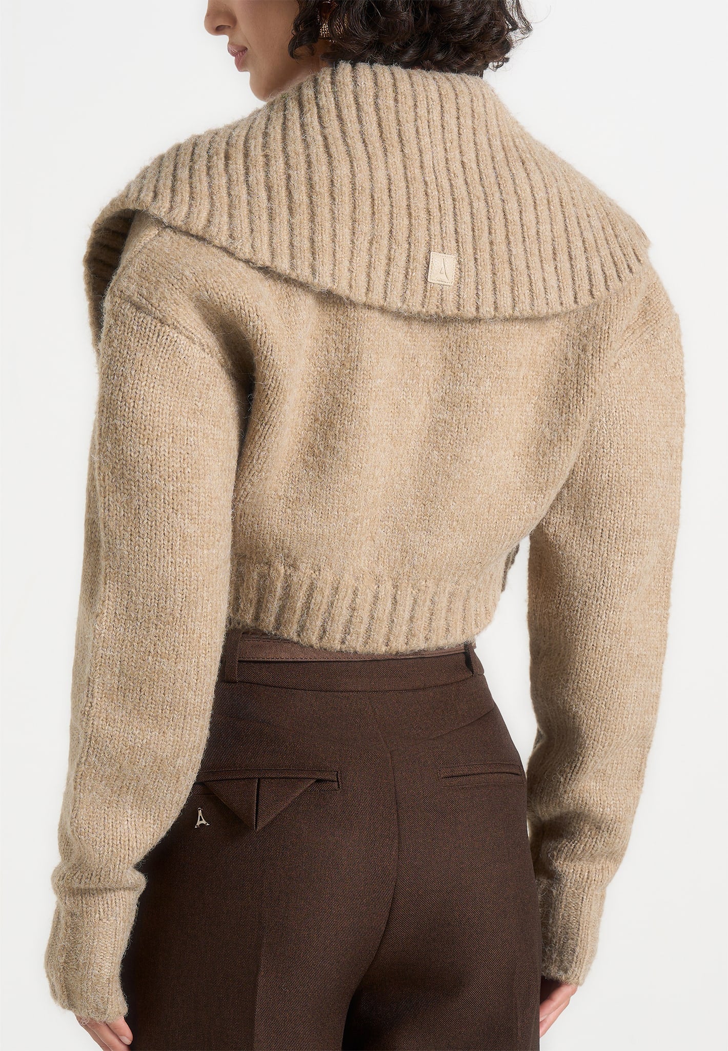 Emya - 2-in-1 Knit Shrug With Twisted Bandeau Top - Taupe - Image 5