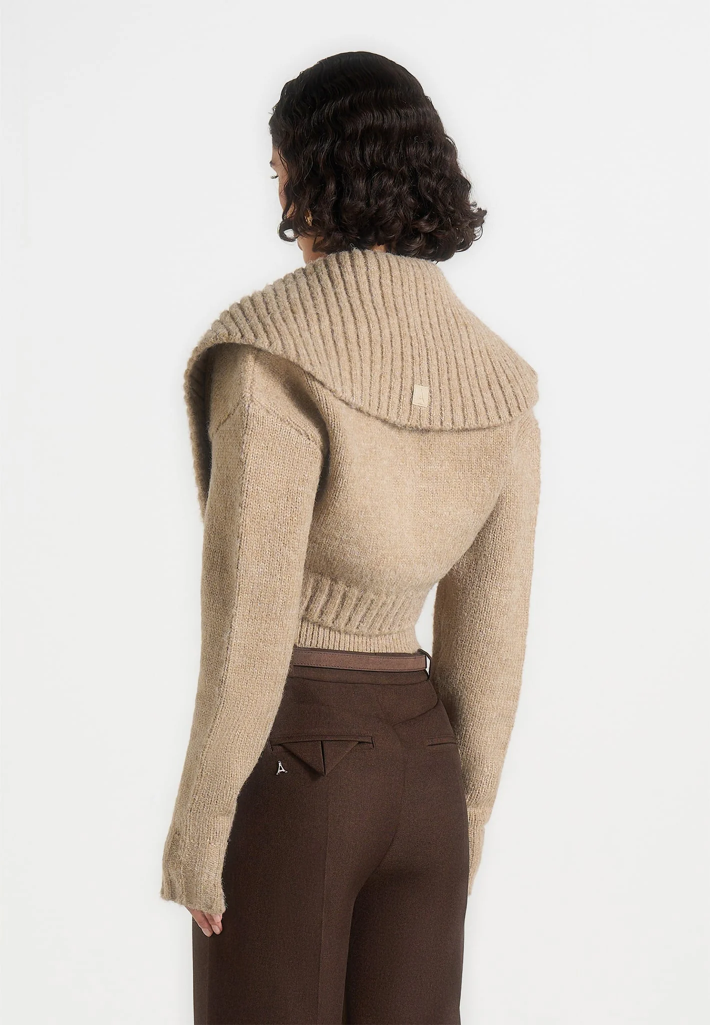 Emya - 2-in-1 Knit Shrug With Twisted Bandeau Top - Taupe - Image 7