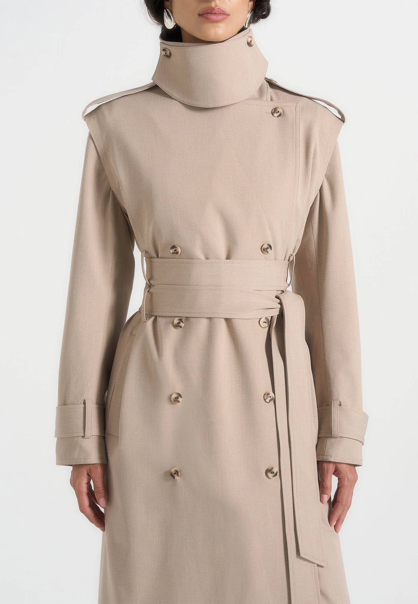 Esther - Trench Coat With Double Belt - Taupe - Image 3