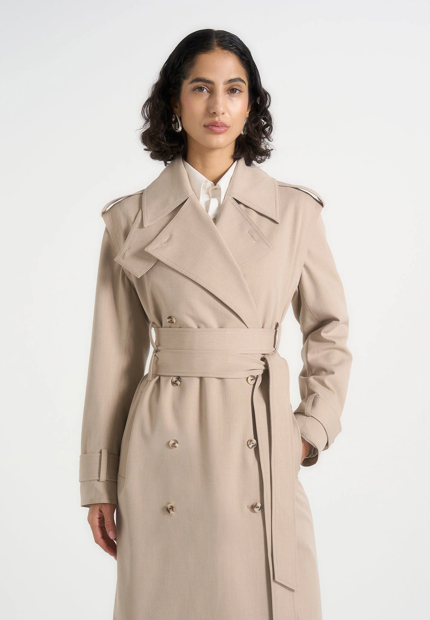 Esther - Trench Coat With Double Belt - Taupe - Image 5