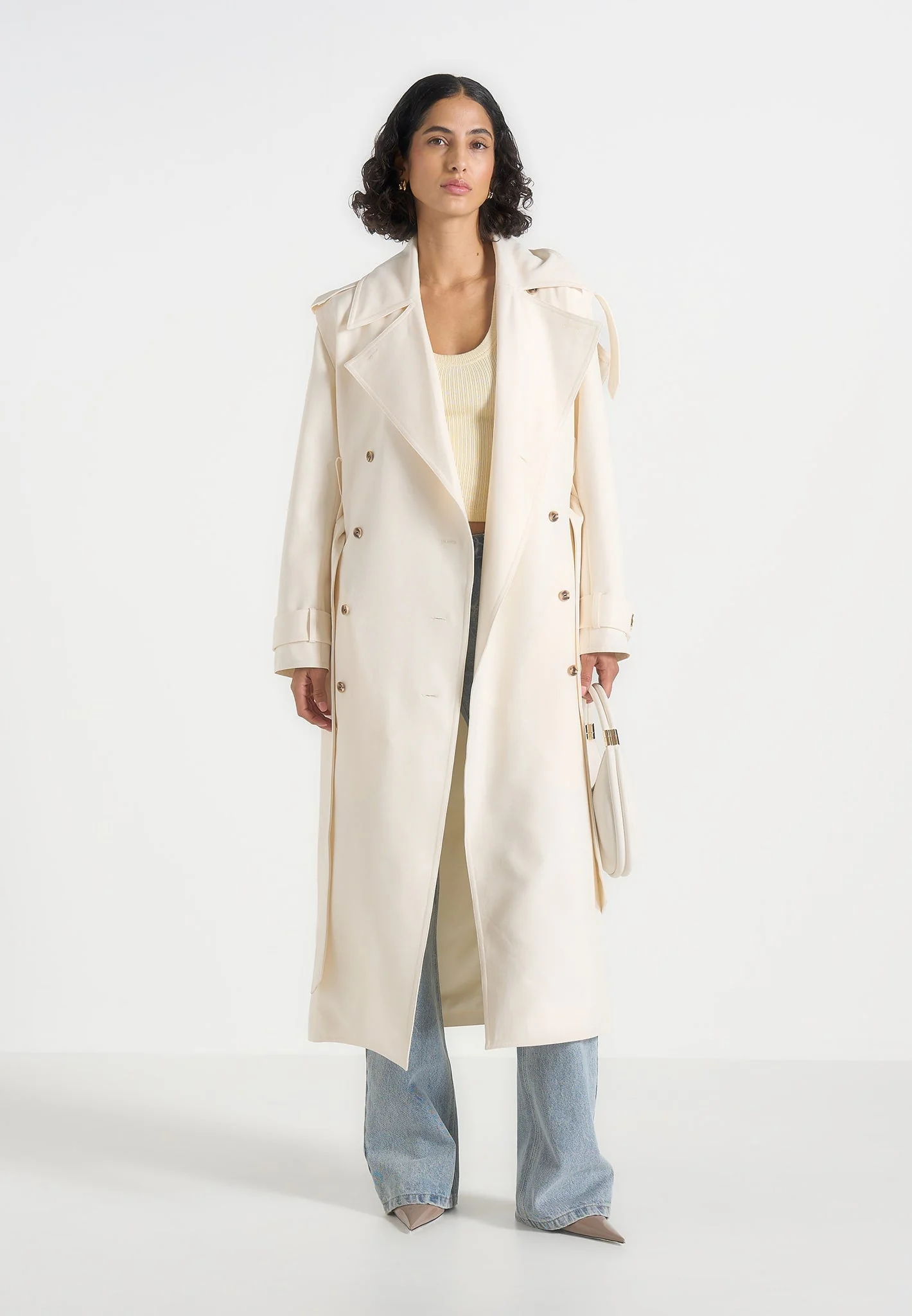 Esther - Trench Coat With Double Belt - White - Image 4