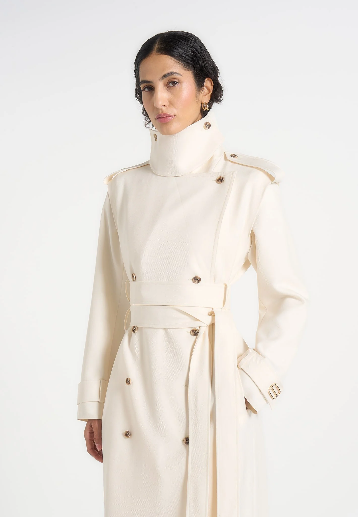 Esther - Trench Coat With Double Belt - White - Image 5