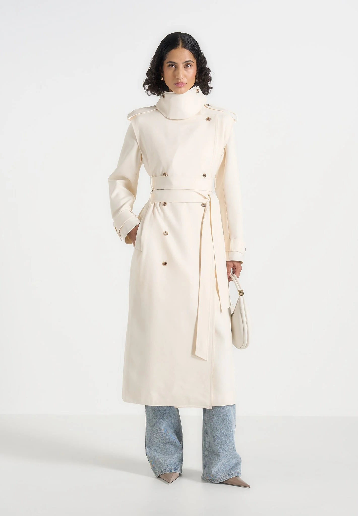 Esther - Trench Coat With Double Belt - White - Image 7