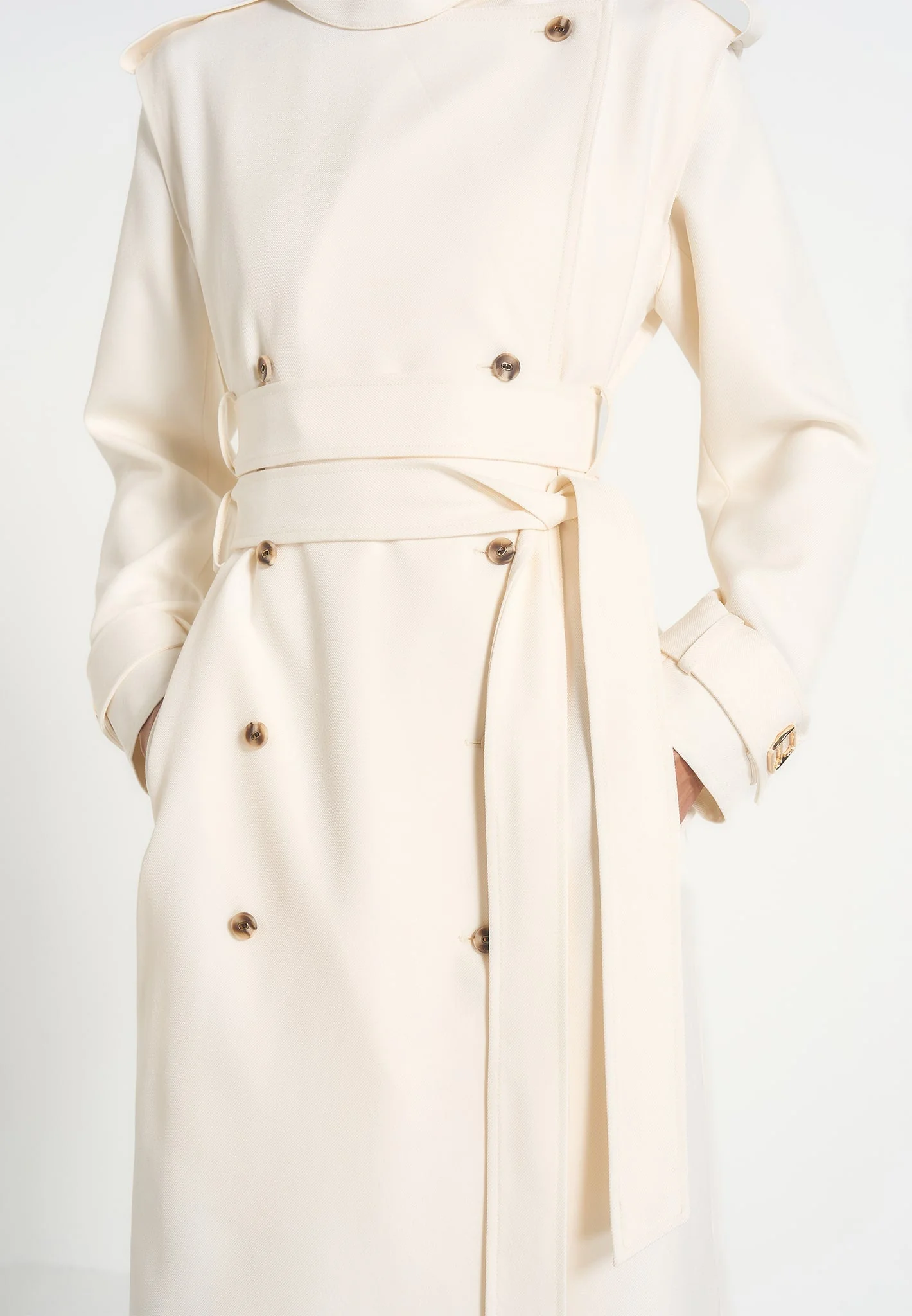 Esther - Trench Coat With Double Belt - White - Image 9