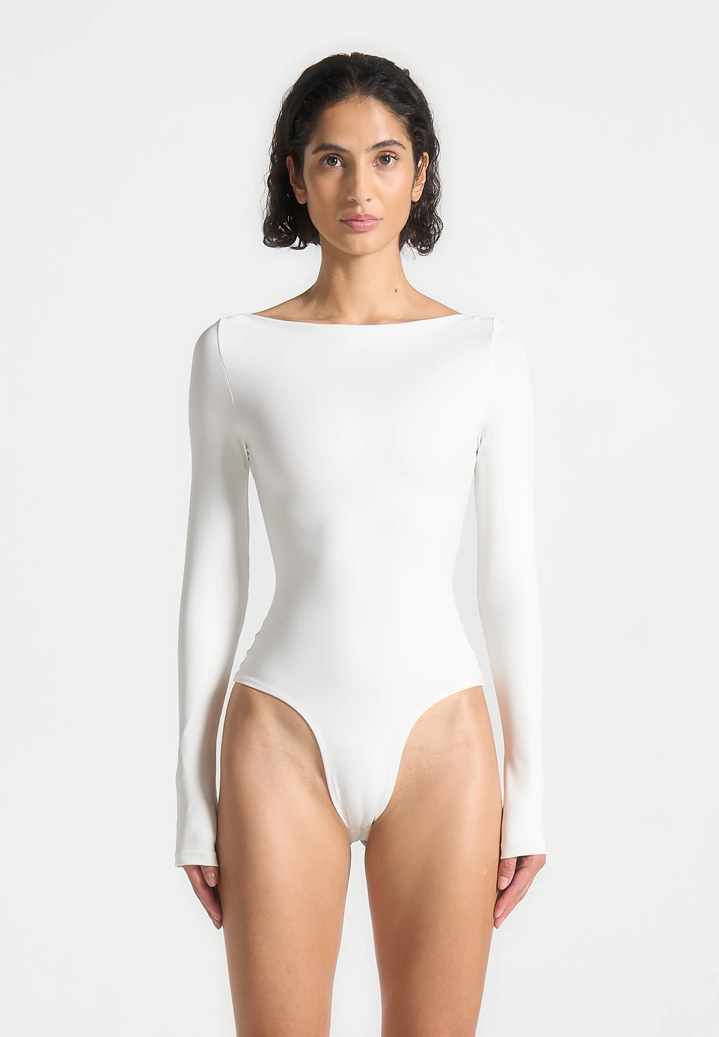 Eva - Boat Neck Bodysuit - White