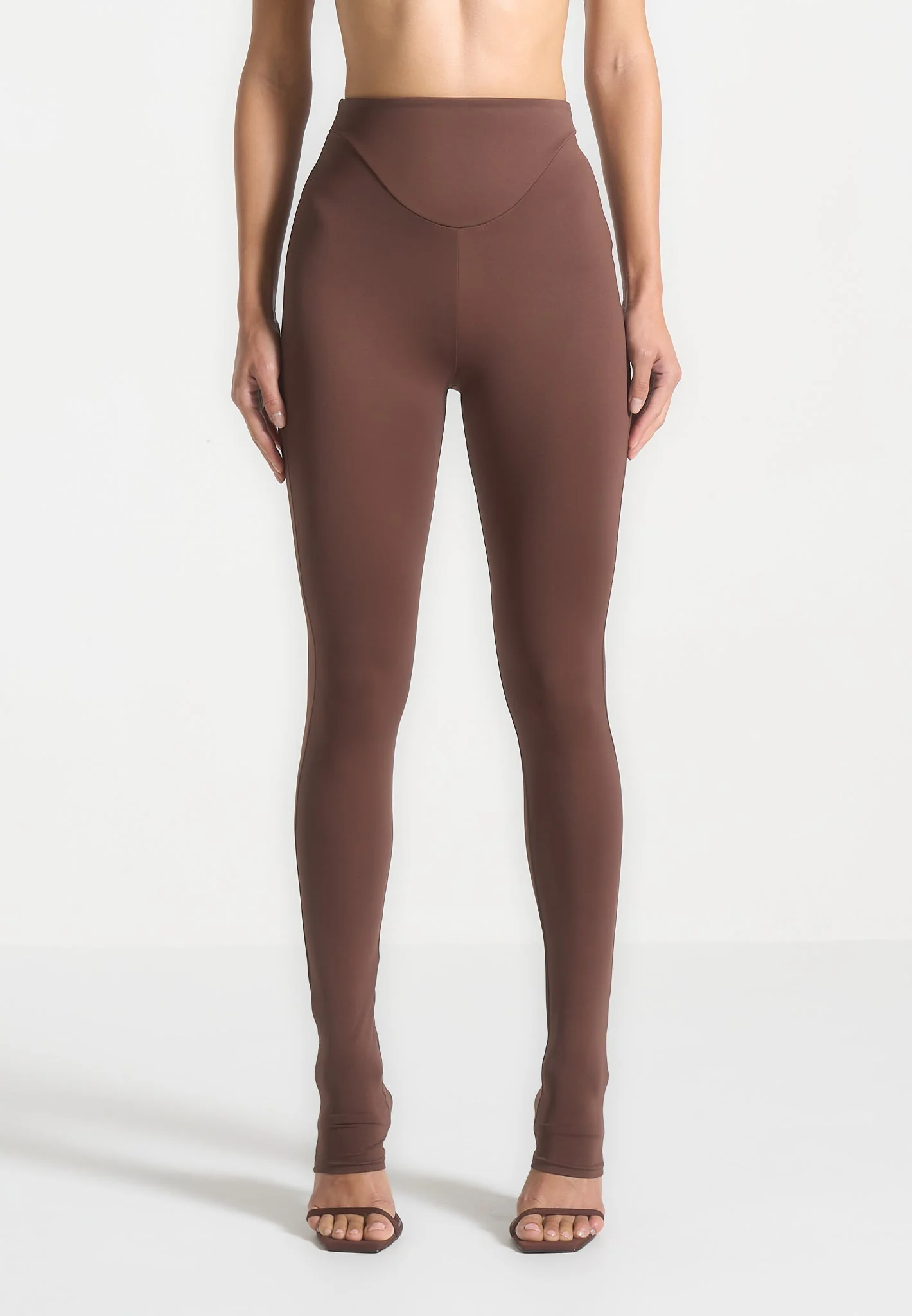 Chloe - High Waisted Leggings - Brown - Image 3