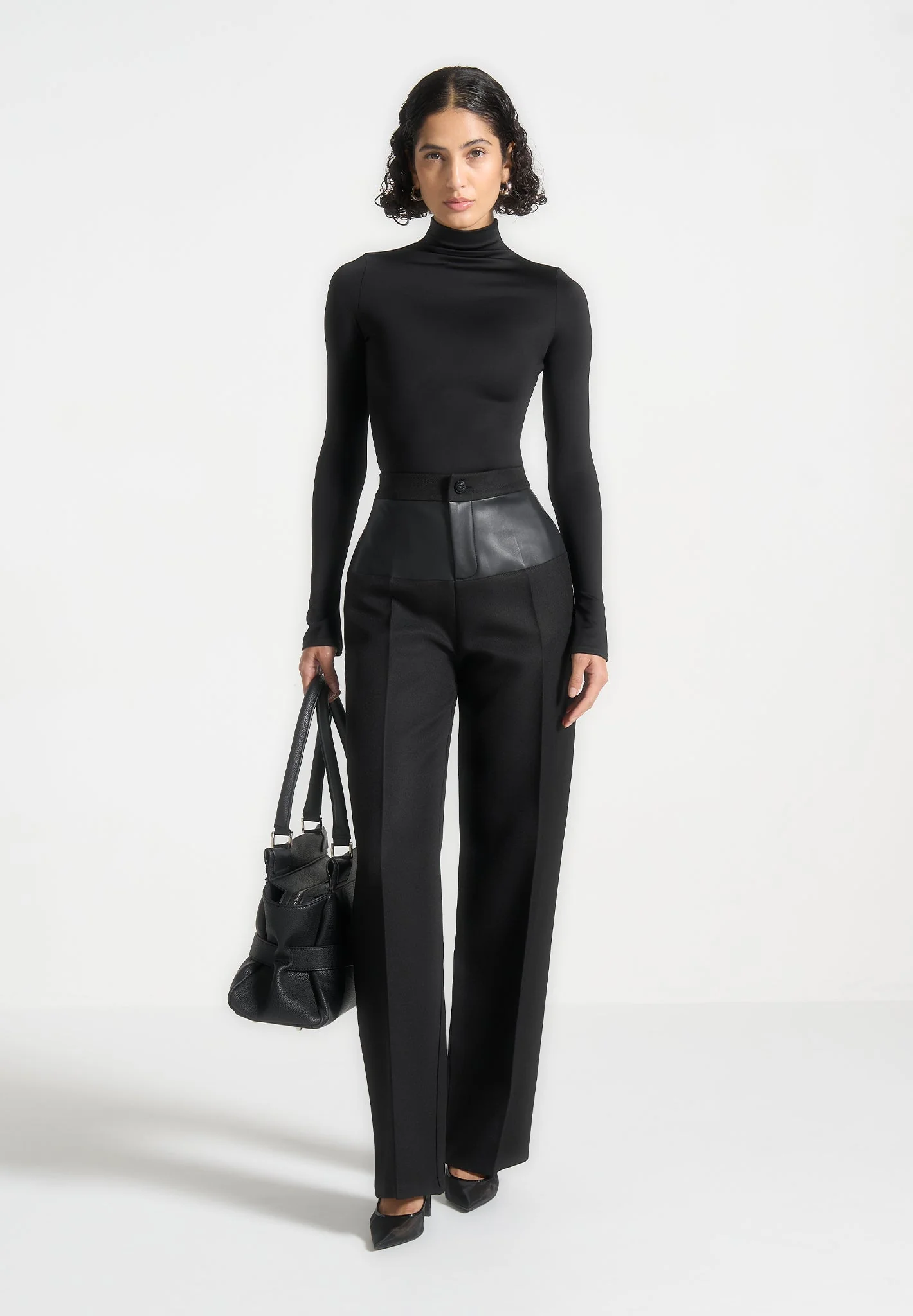 Alea - Mock Neck Long Sleeve Top - Black - Image 4